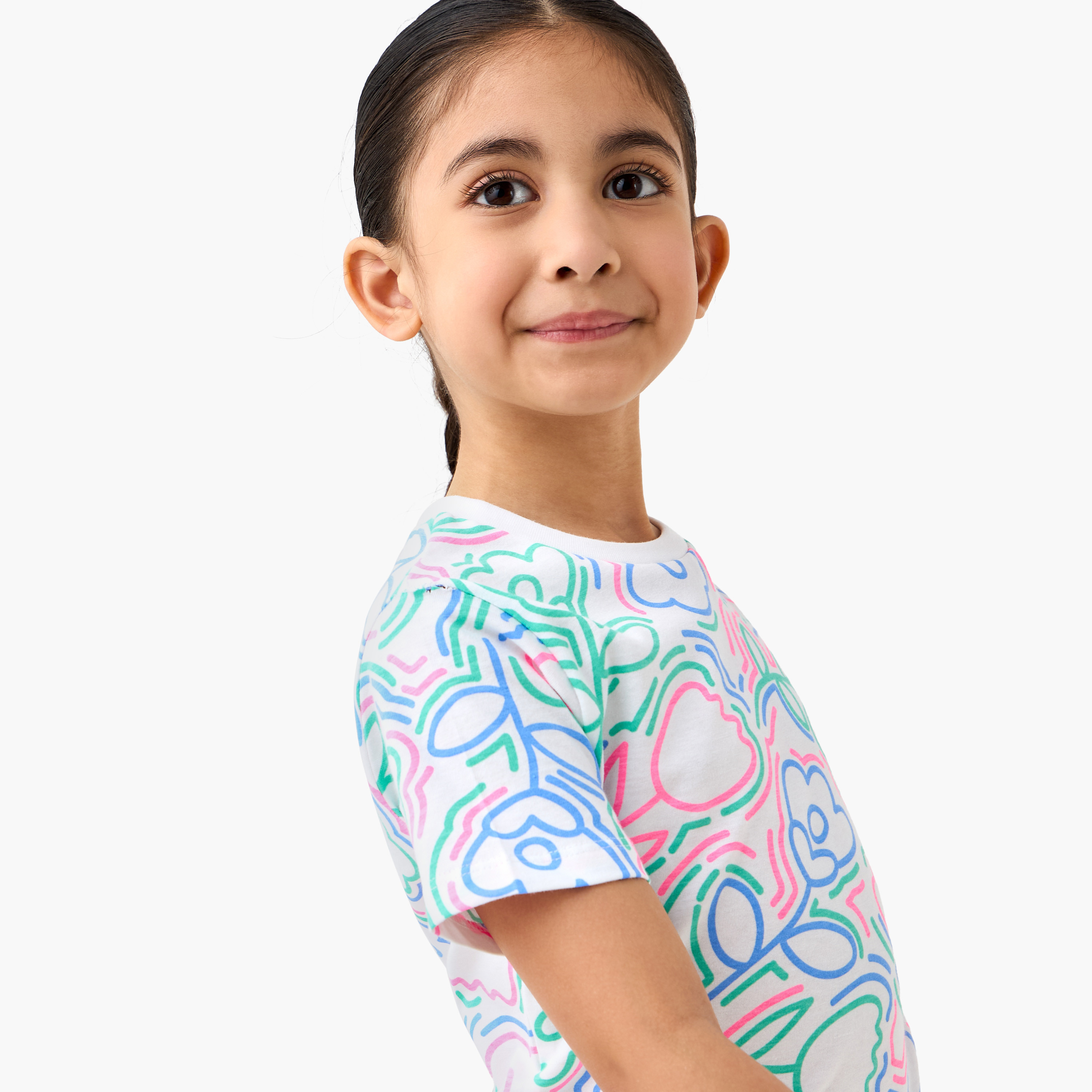 Juniors Printed T-shirt and Pyjama Set-girls-clothing-nightwear-image-4