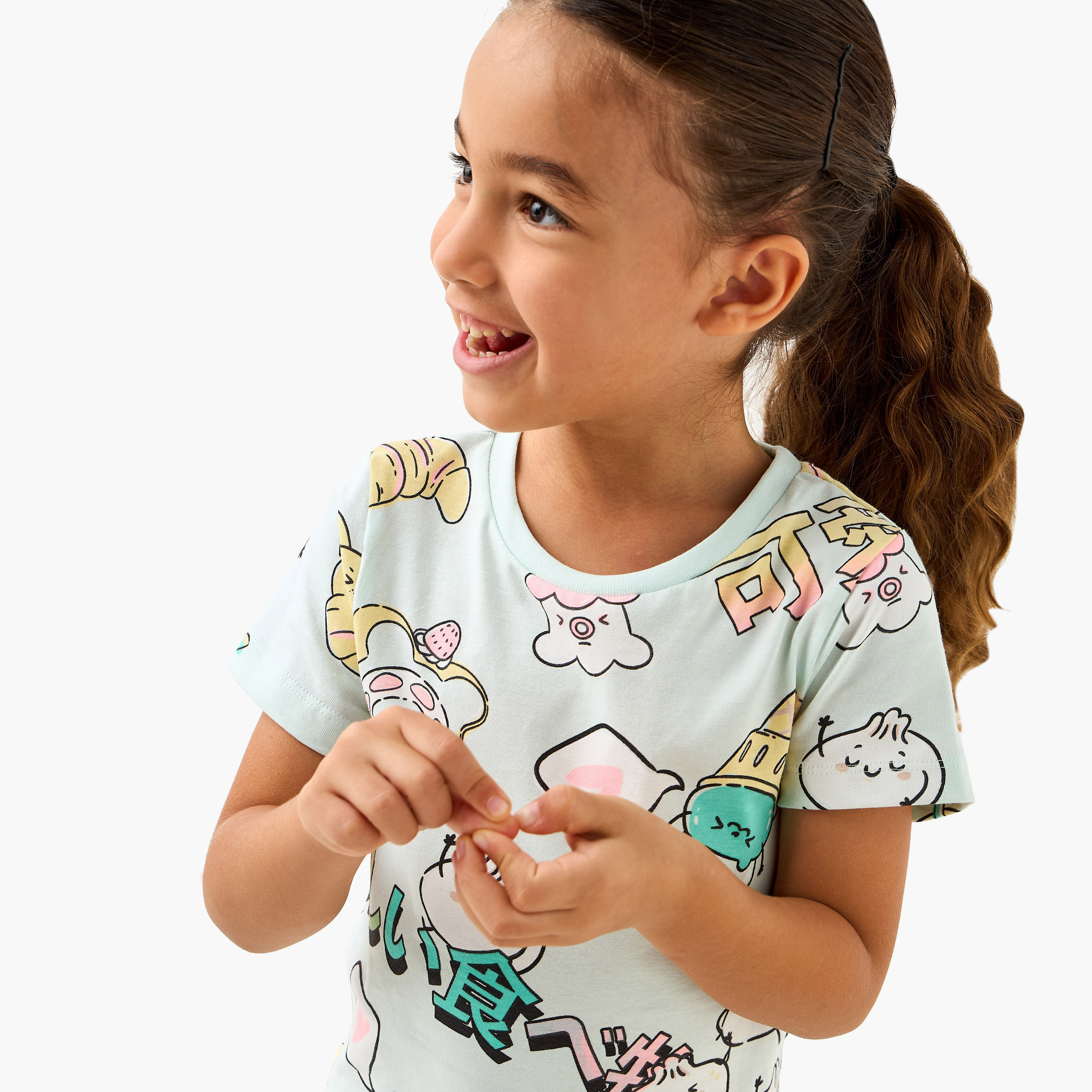 Juniors All-Over Print T-shirt and Pyjama Set-girls-clothing-nightwear-image-5