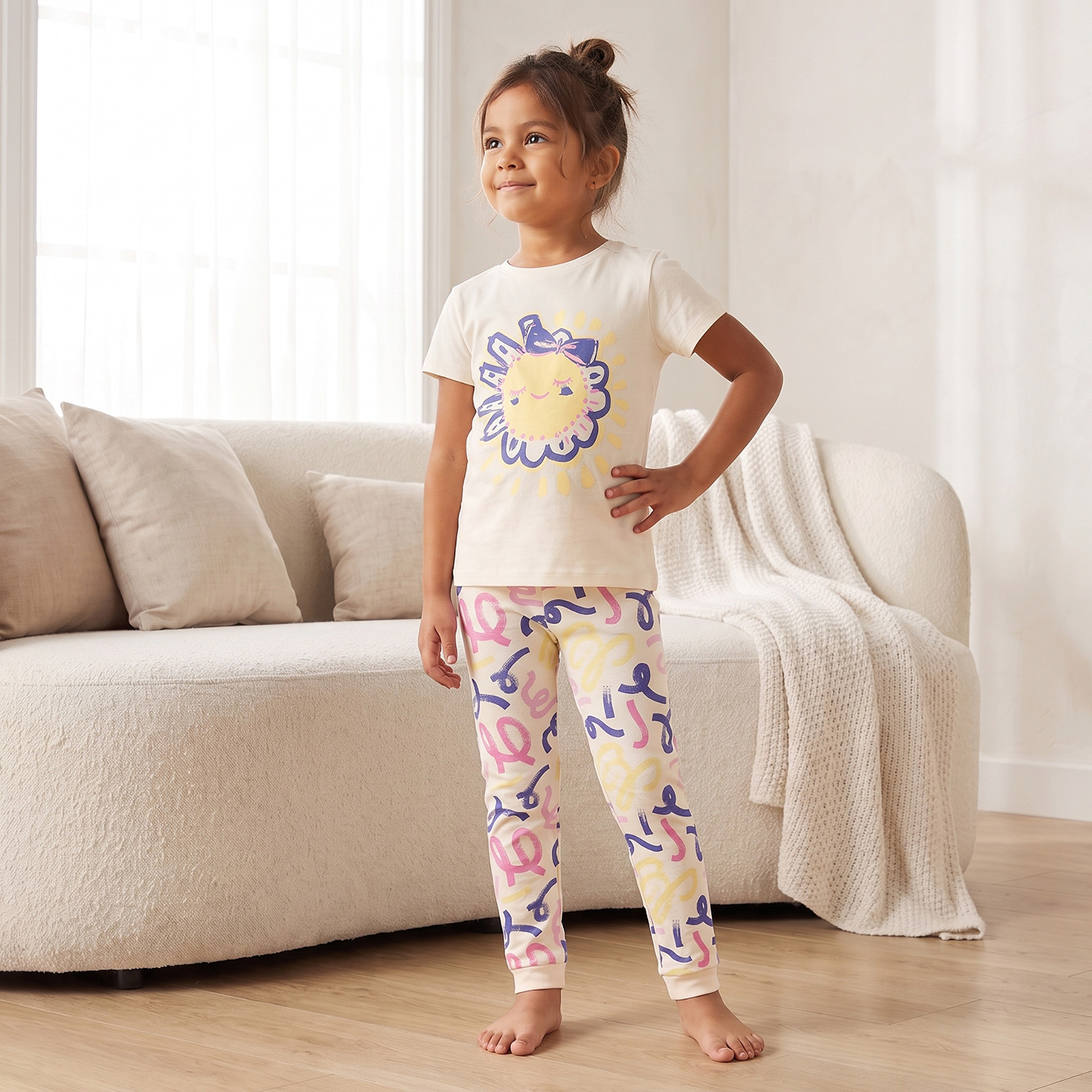 Juniors Printed T-shirt and Pyjama Set-girls-clothing-nightwear-image-7