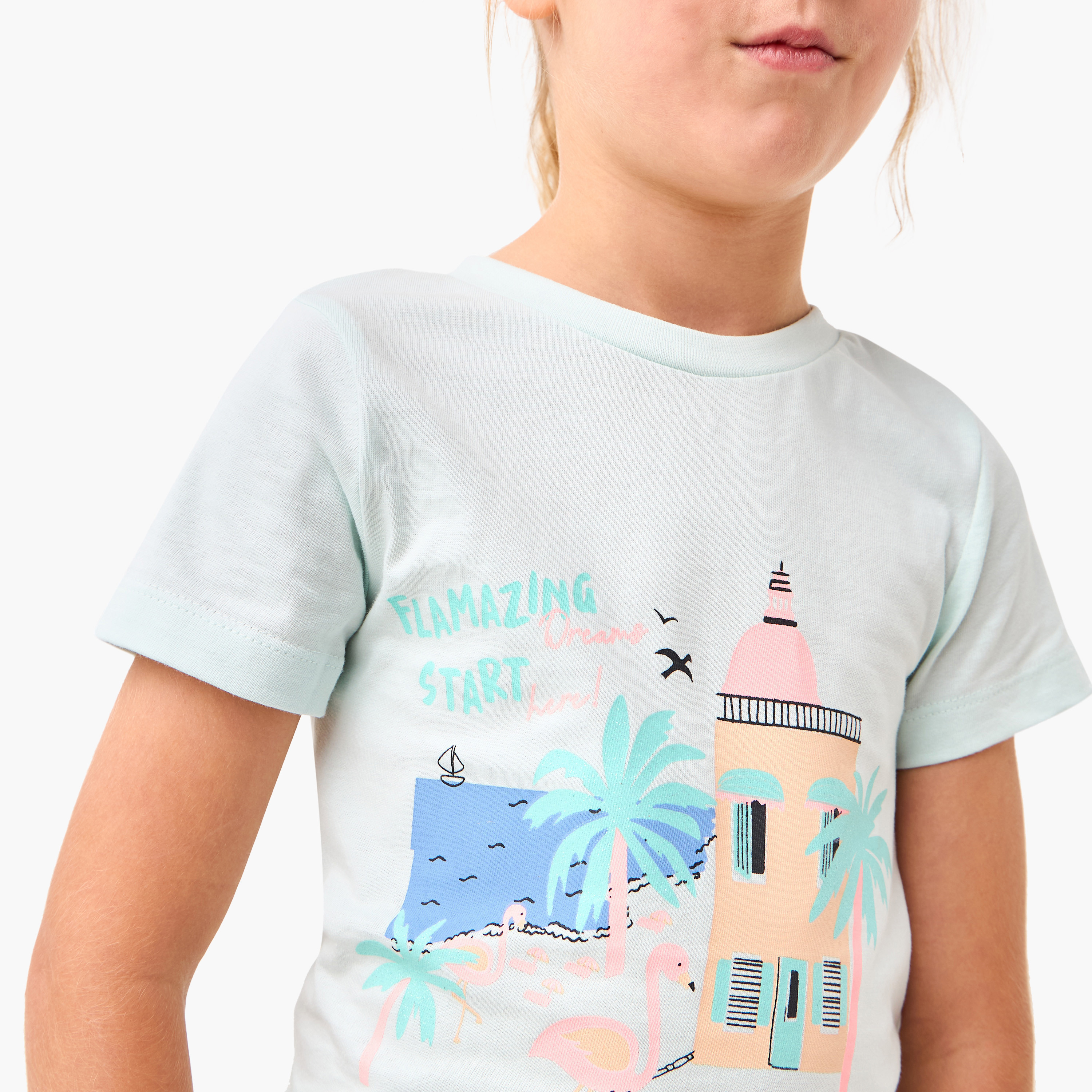 Juniors Printed T-shirt and Pyjama Set-girls-clothing-nightwear-image-5