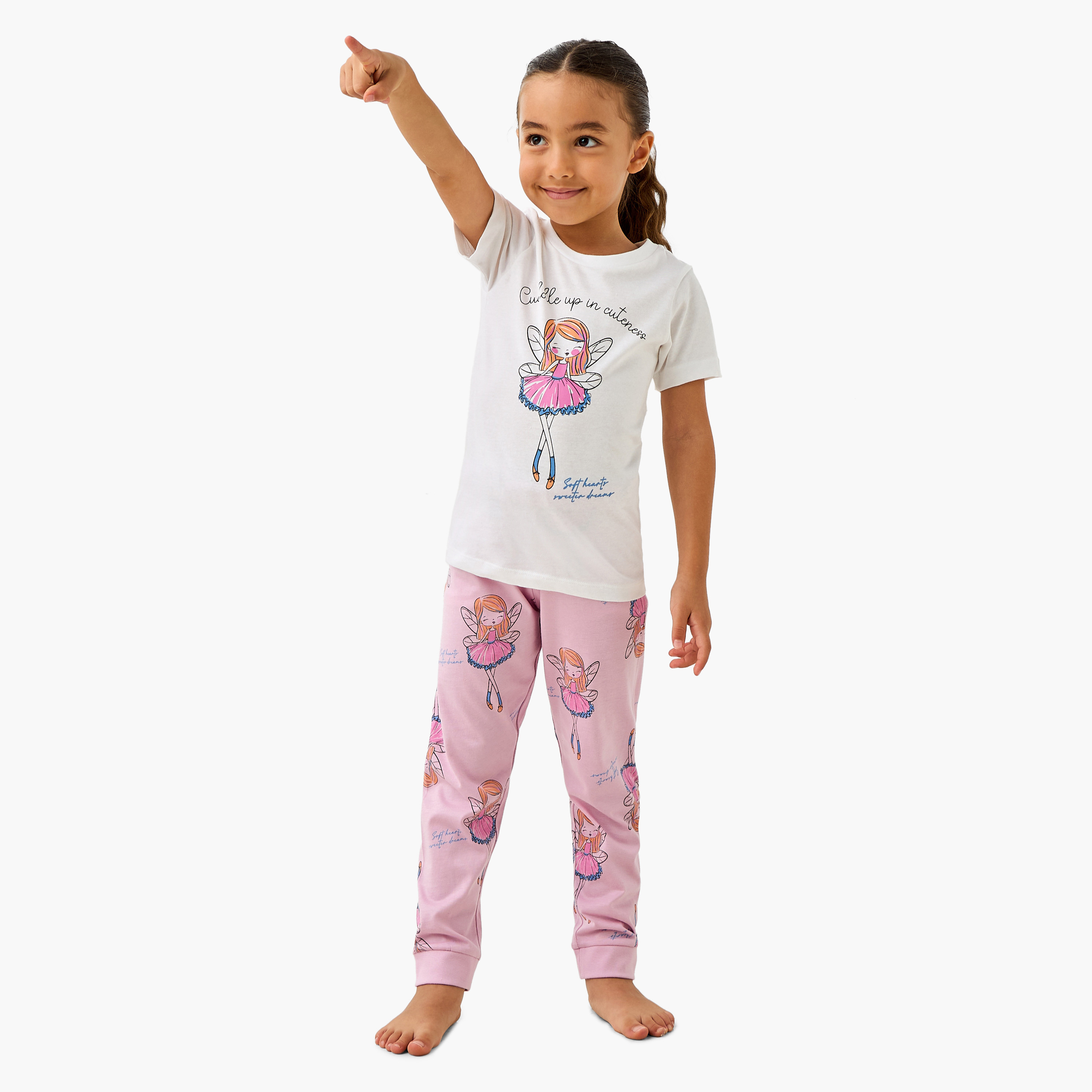 Juniors Ballerina Print T-shirt and Pyjama Set-baby-girls-clothing-nightwear-pyjamasets-image-1