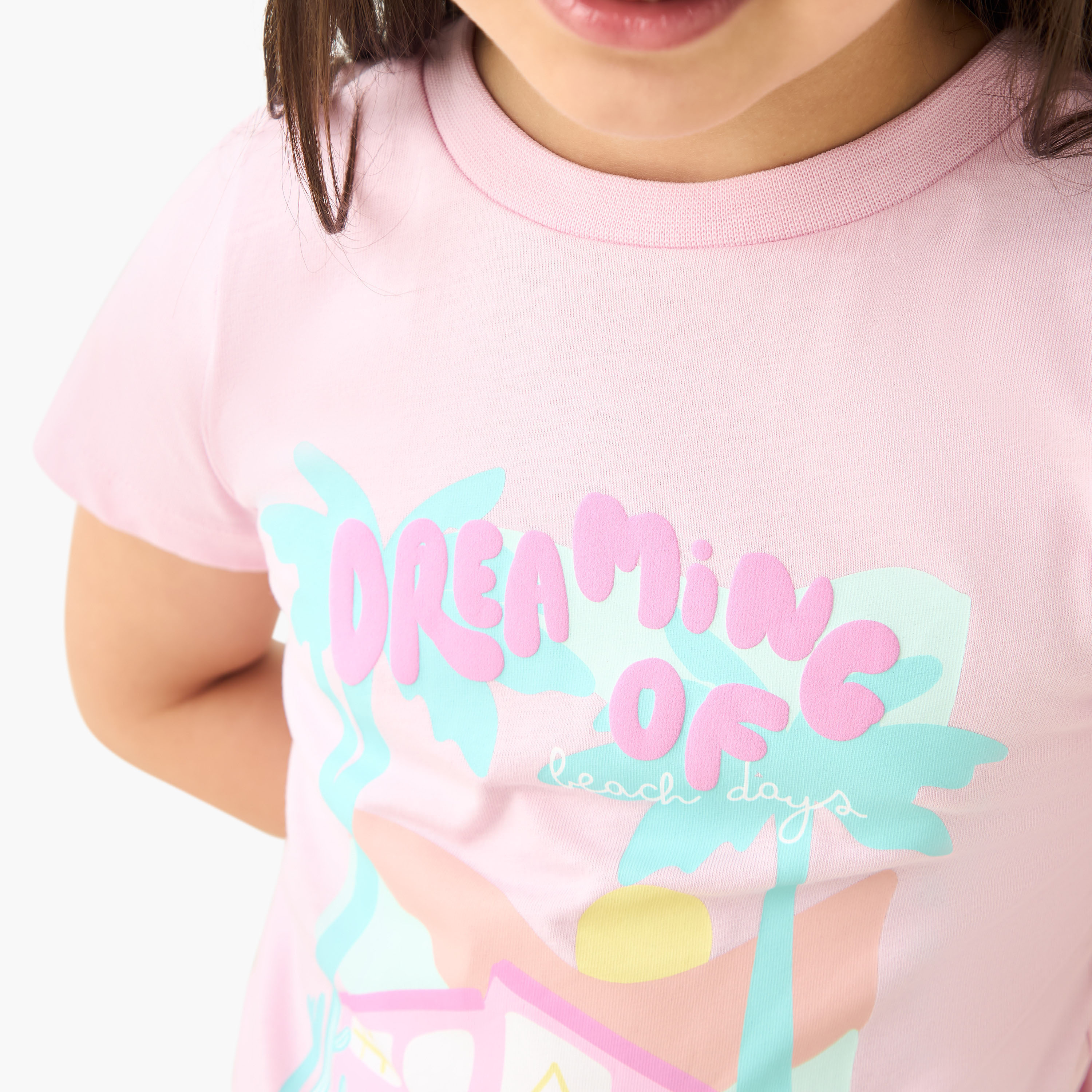 Juniors Printed T-shirt with Pyjamas - Set of 2-baby-girls-clothing-nightwear-pyjamasets-image-7