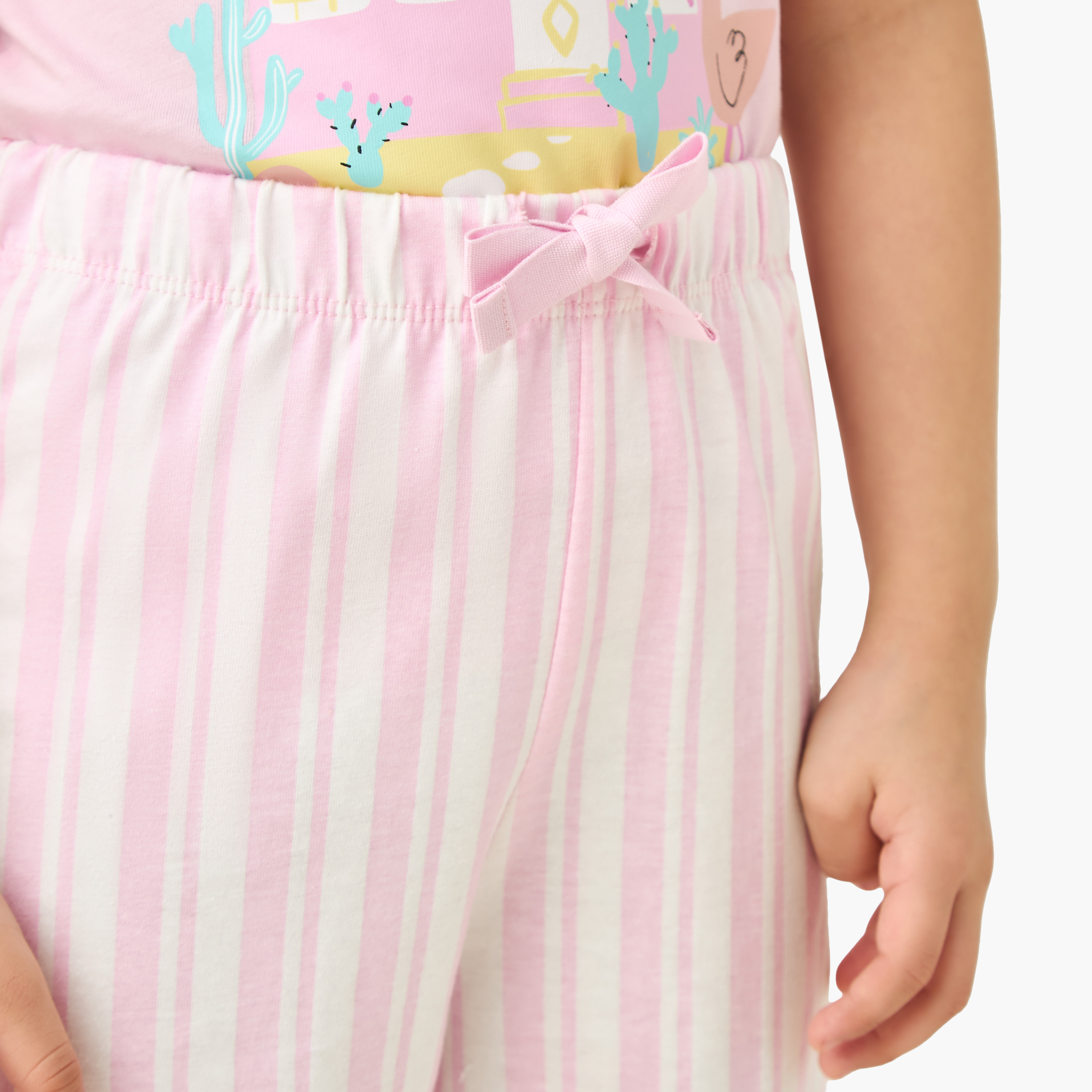 Juniors Printed T-shirt with Pyjamas - Set of 2-baby-girls-clothing-nightwear-pyjamasets-image-8