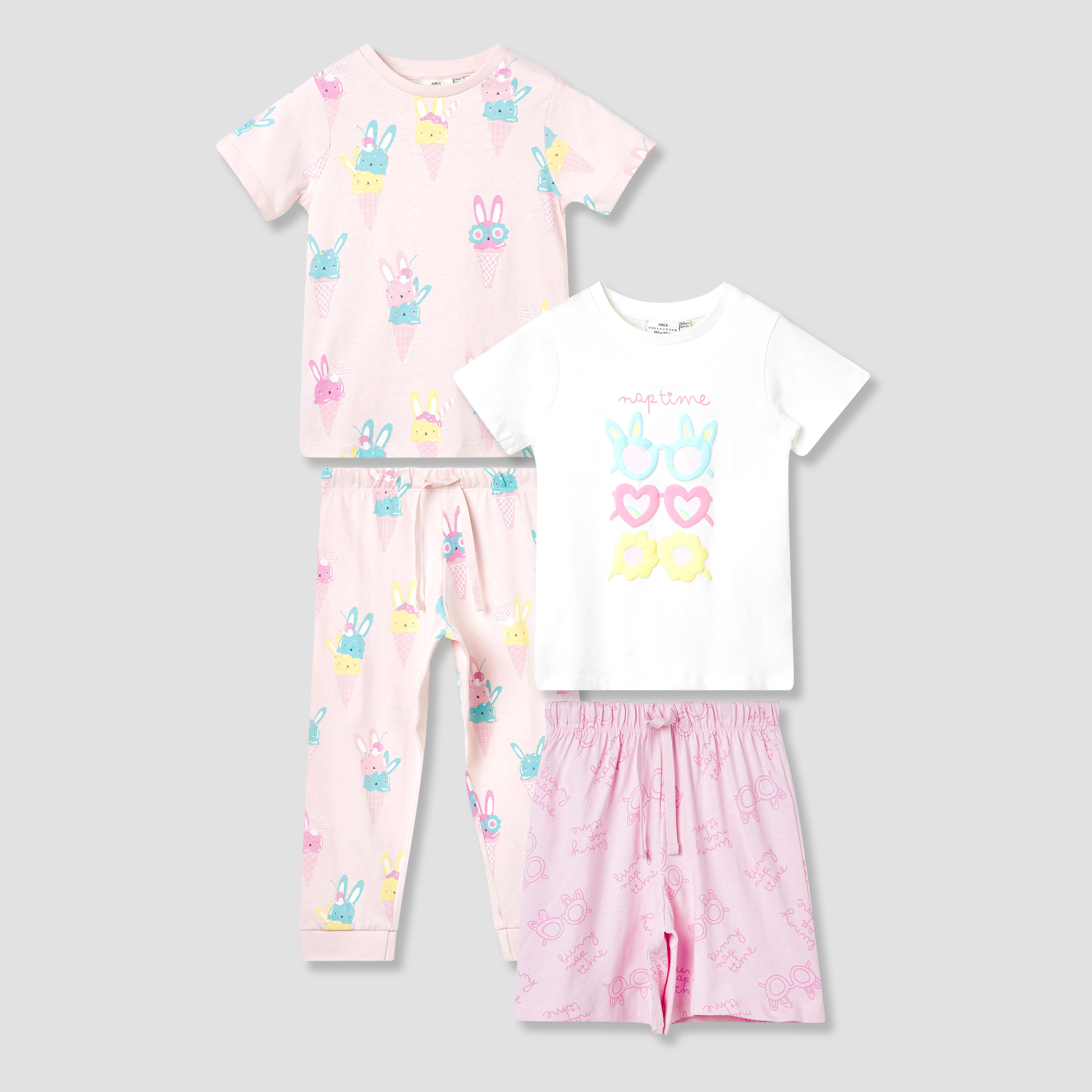 Juniors 4-Piece Printed T-shirt and Pyjama Set-baby-girls-clothing-nightwear-pyjamasets-image-1