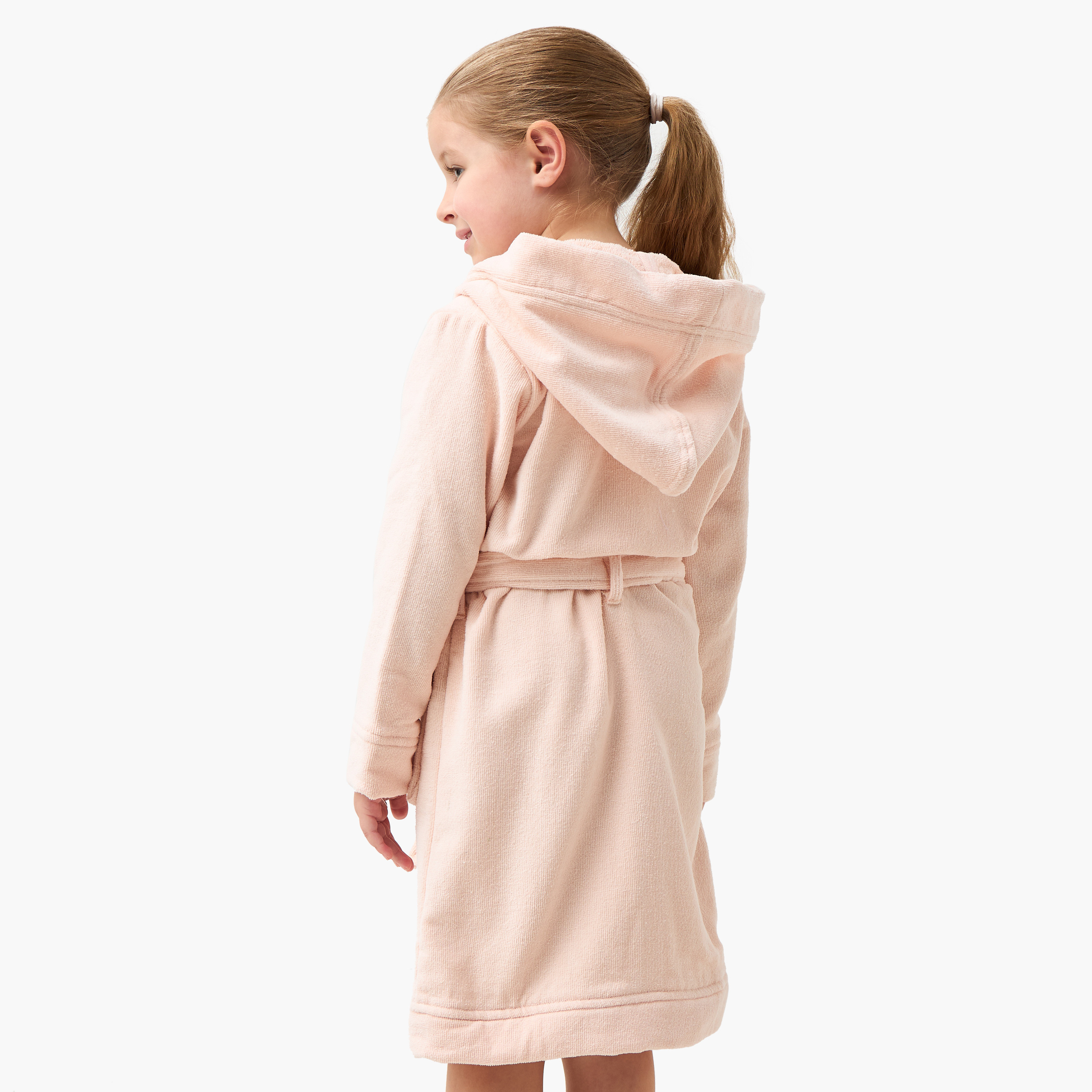 Juniors Flamingo Embroidered Hooded Terry Bathrobe with Pockets-girls-clothing-nightwear-image-3