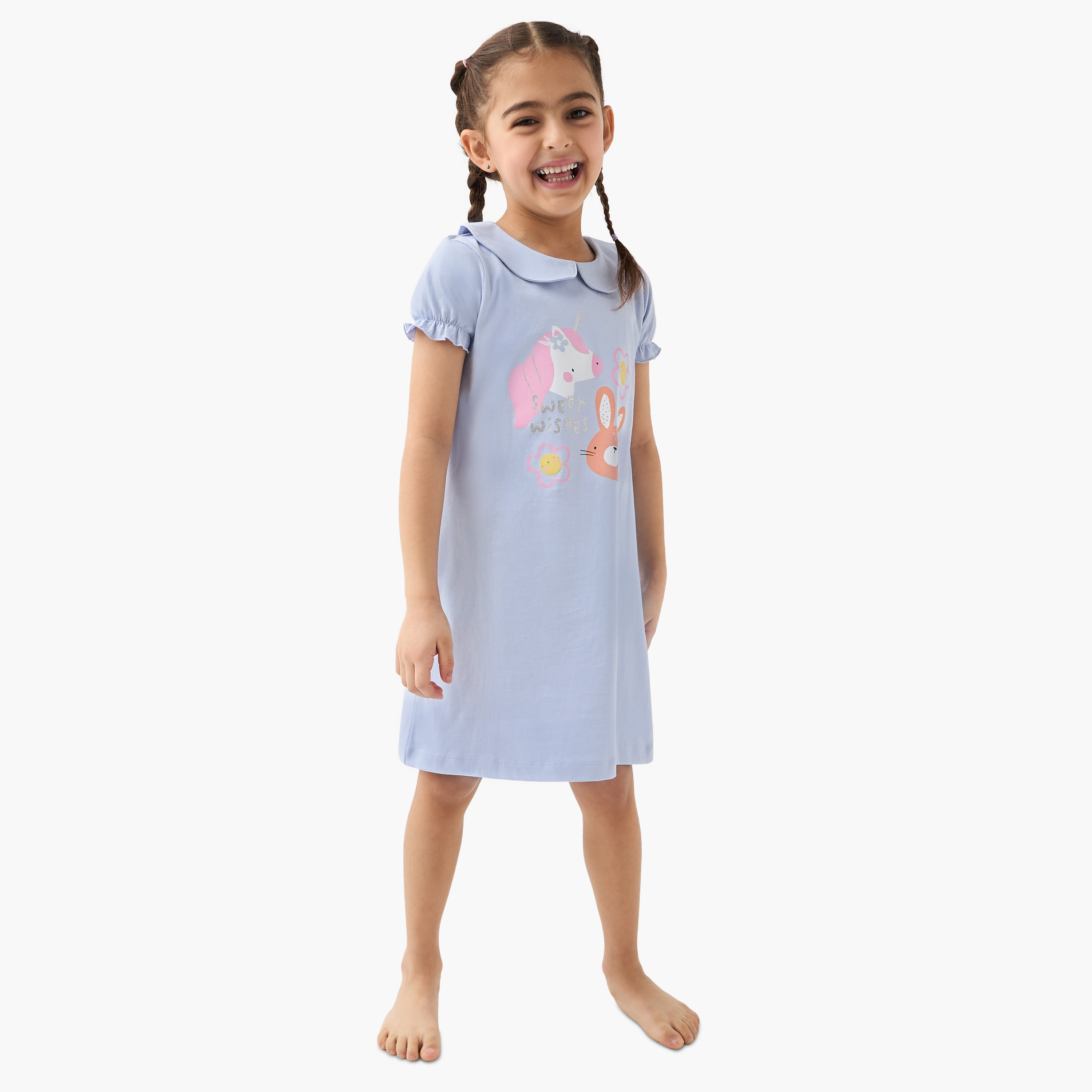Juniors Printed Night Dress - Set of 2-girls-clothing-nightwear-image-2