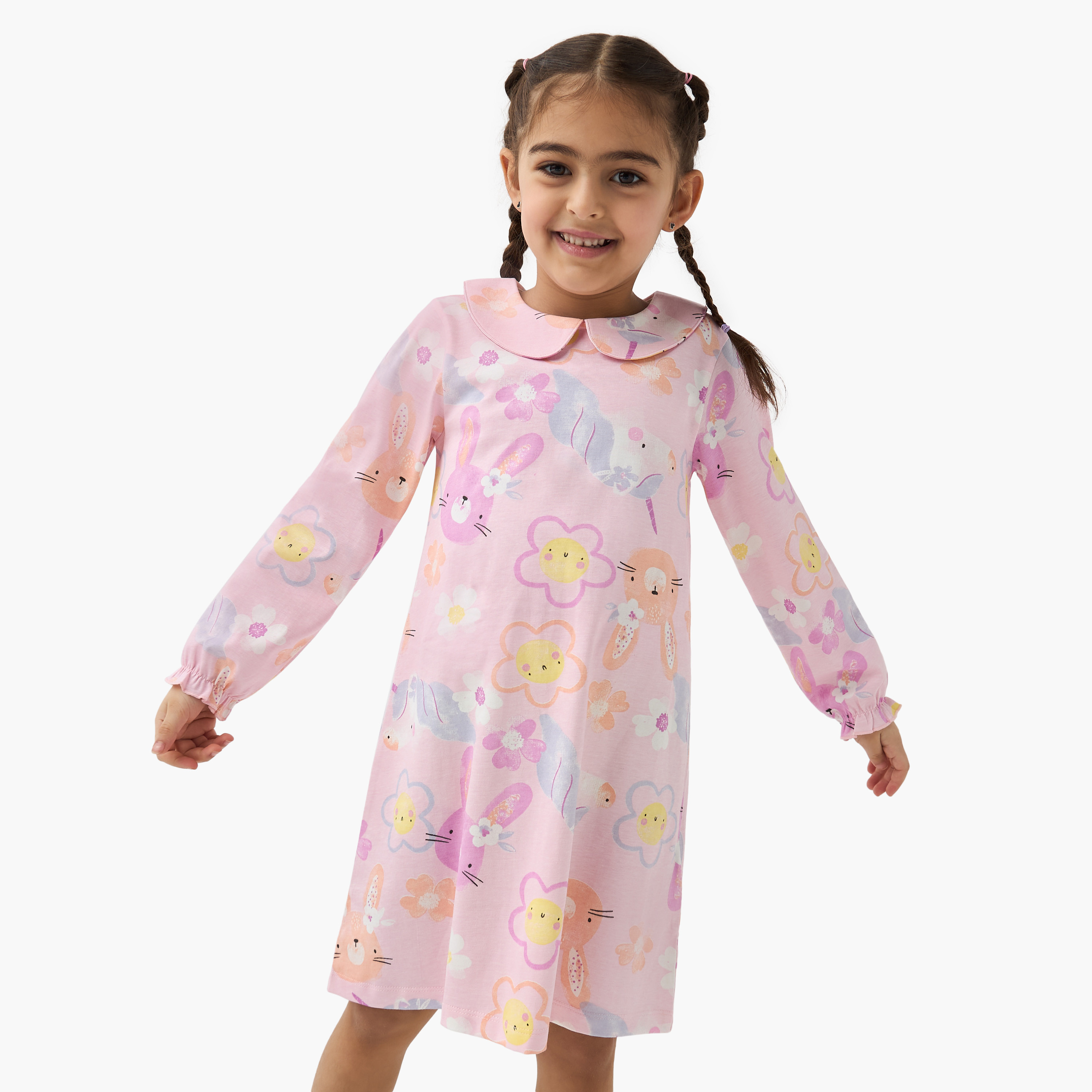Juniors Printed Night Dress - Set of 2-girls-clothing-nightwear-image-5