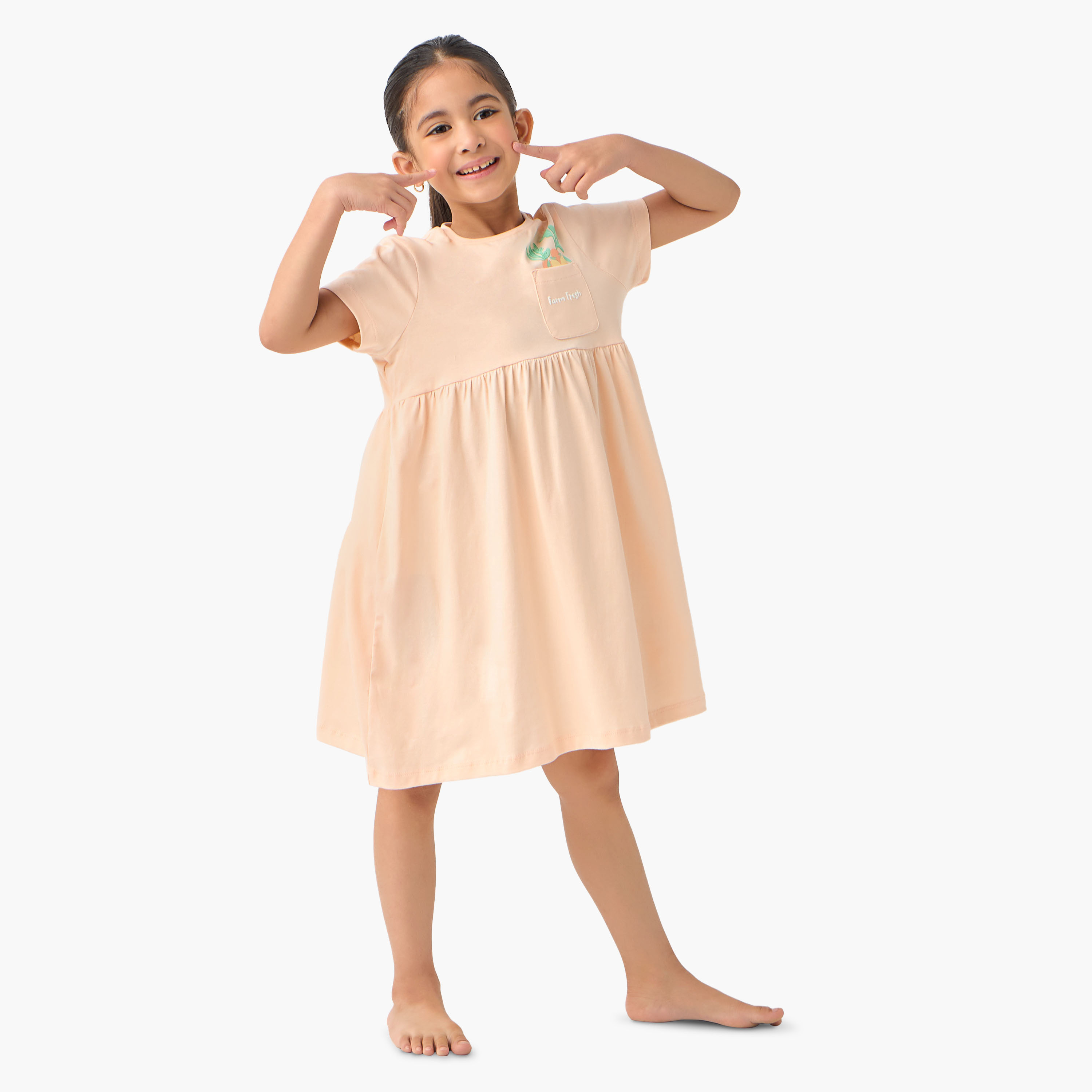 Juniors Printed Night Dress with Short Sleeves- Set of 2-girls-clothing-nightwear-image-3