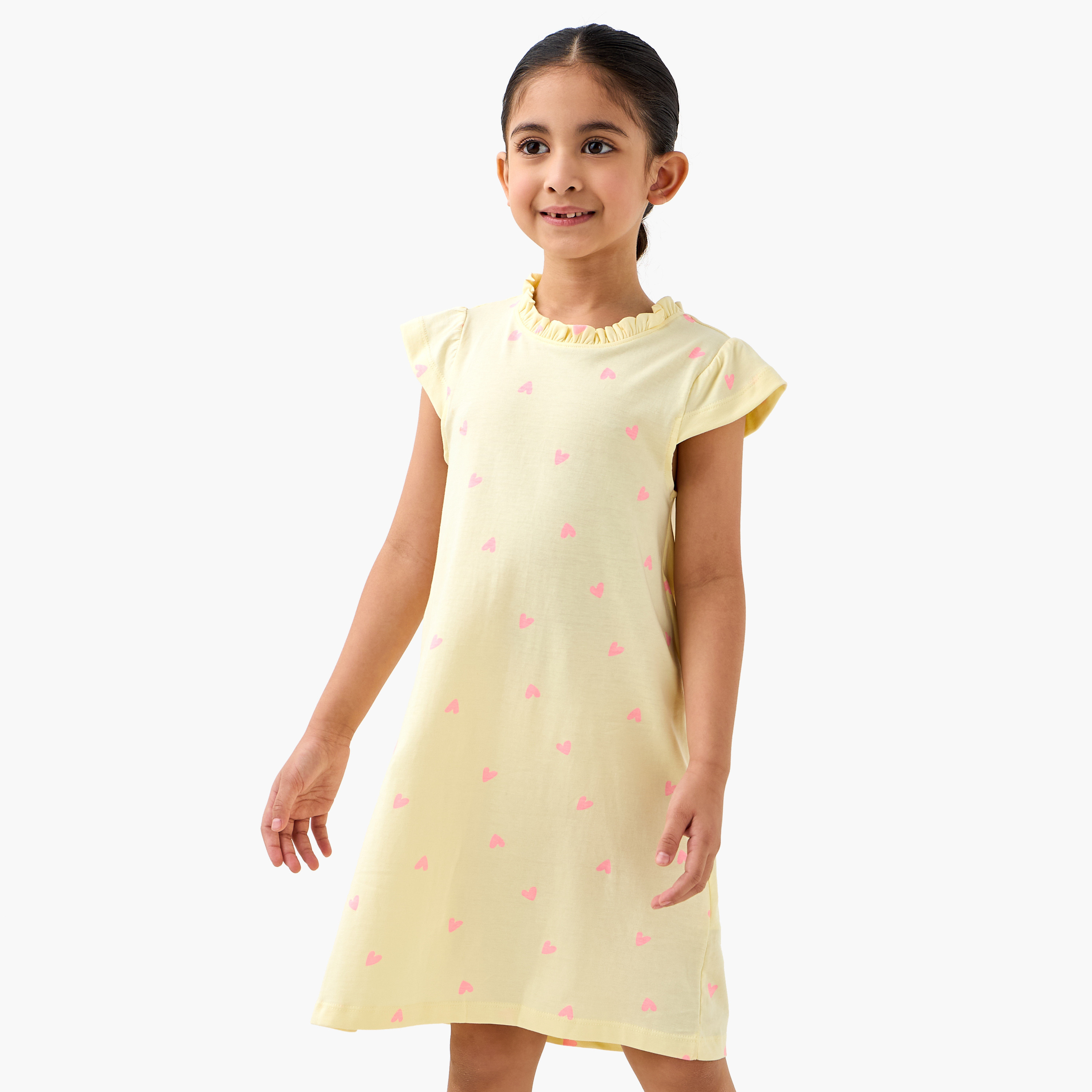 Juniors Printed Night Dress with Pie Crust Neck and Cap Sleeves - Set of 2-girls-clothing-nightwear-image-6