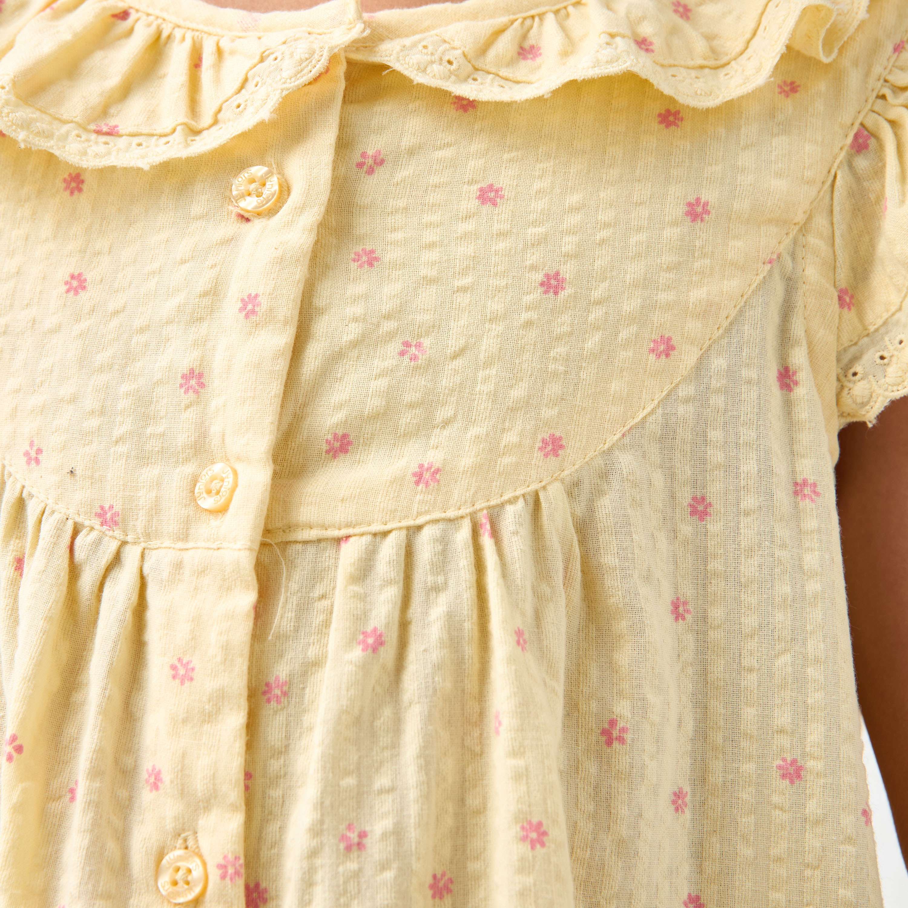 Juniors Floral Print Night Dress with Ruffle Sleeves-girls-clothing-nightwear-image-5