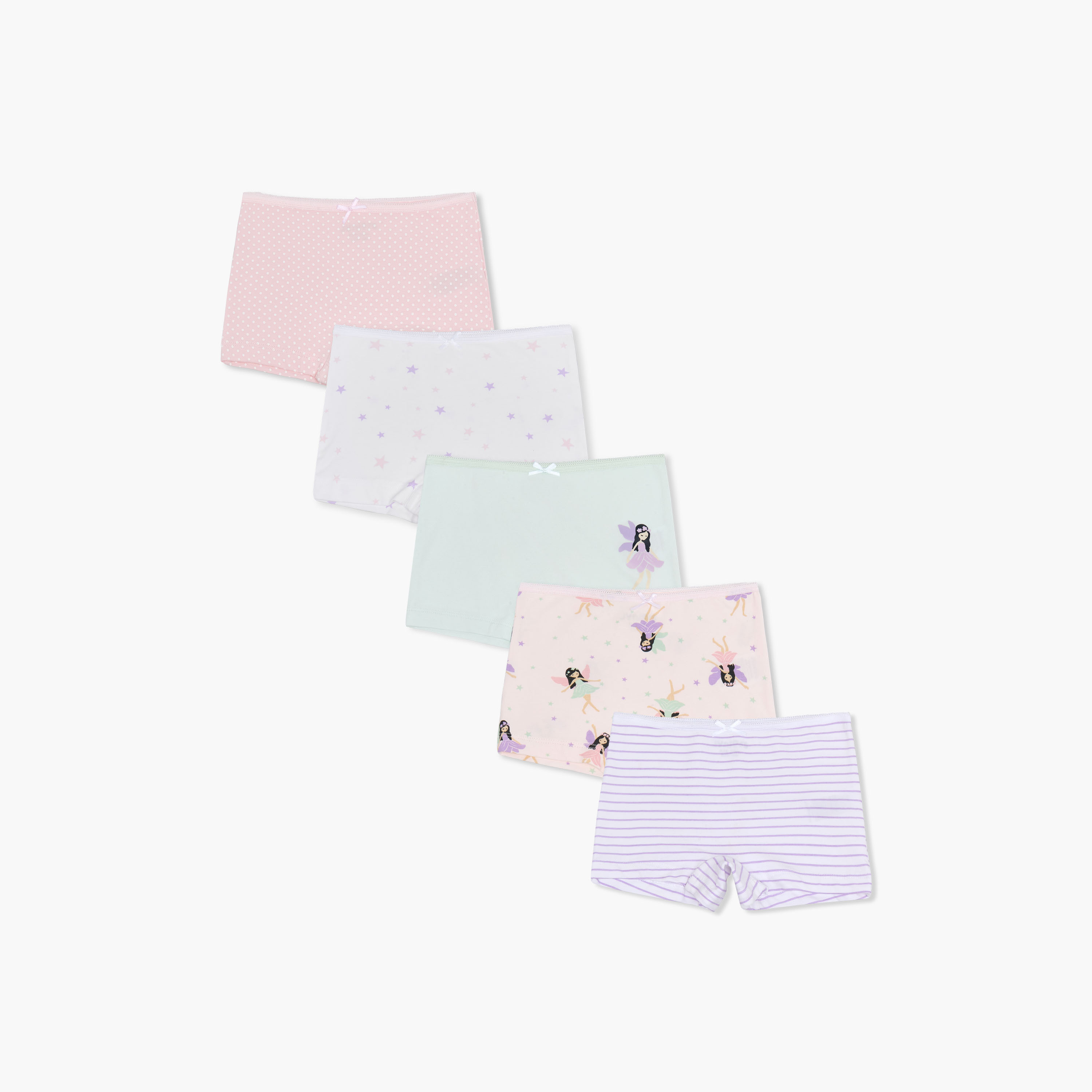 Juniors Printed Briefs with Bow Detail - Set of 5-girls-clothing-innerwear-panties-image-1