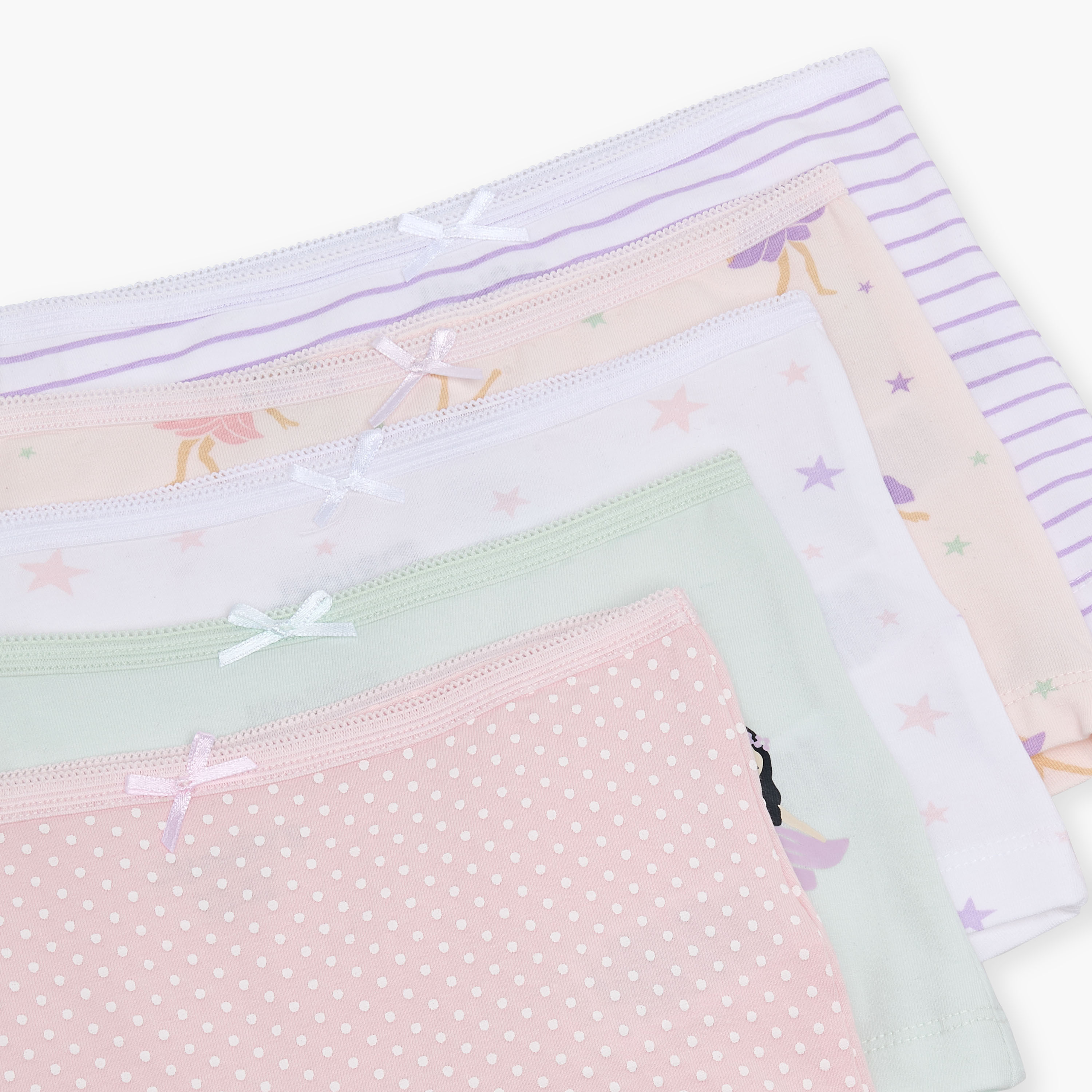 Juniors Printed Briefs with Bow Detail - Set of 5-girls-clothing-innerwear-panties-image-7