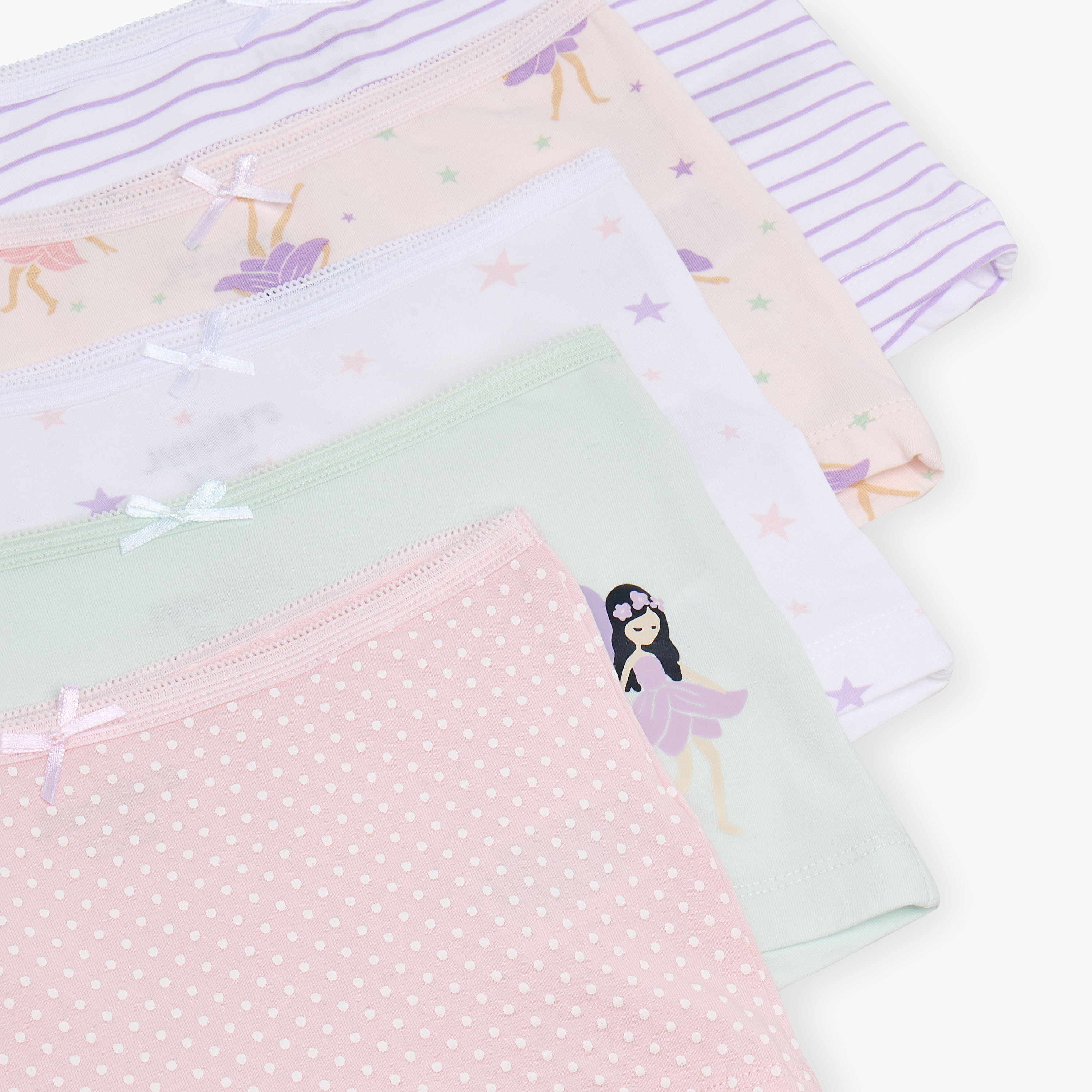 Juniors Printed Briefs with Bow Detail - Set of 5-girls-clothing-innerwear-panties-image-8
