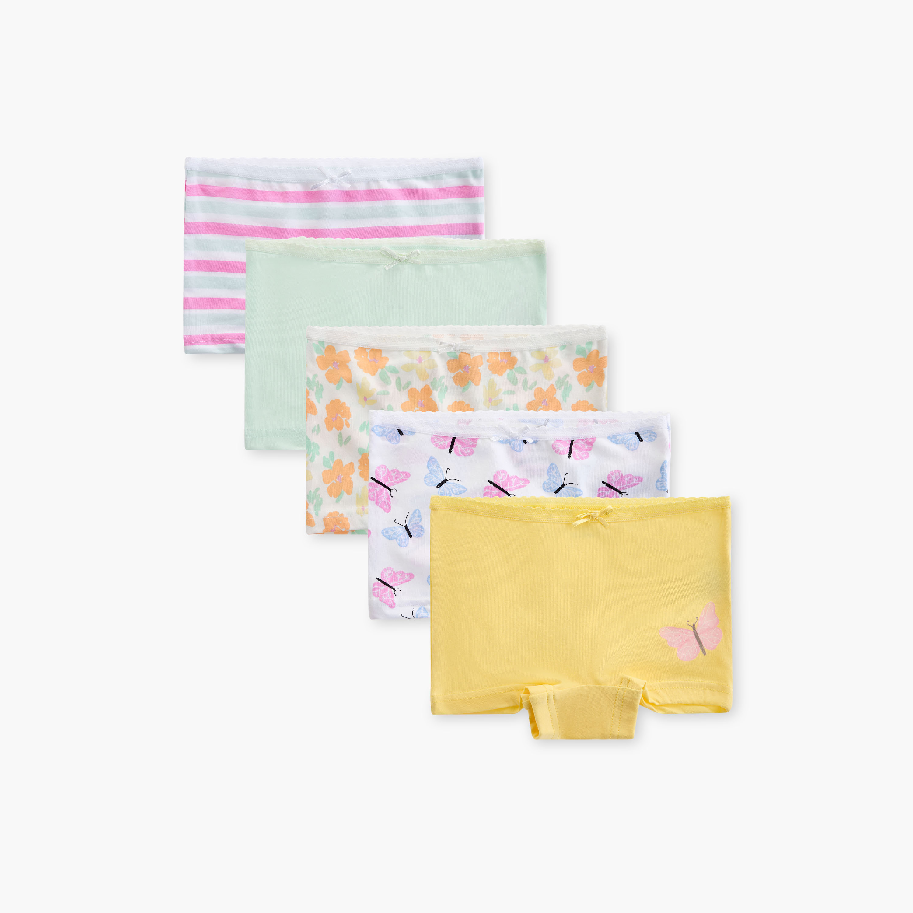 Juniors Printed Boyshorts with Elasticated Waistband - Set of 5-baby-girls-clothing-innerwear-image-1