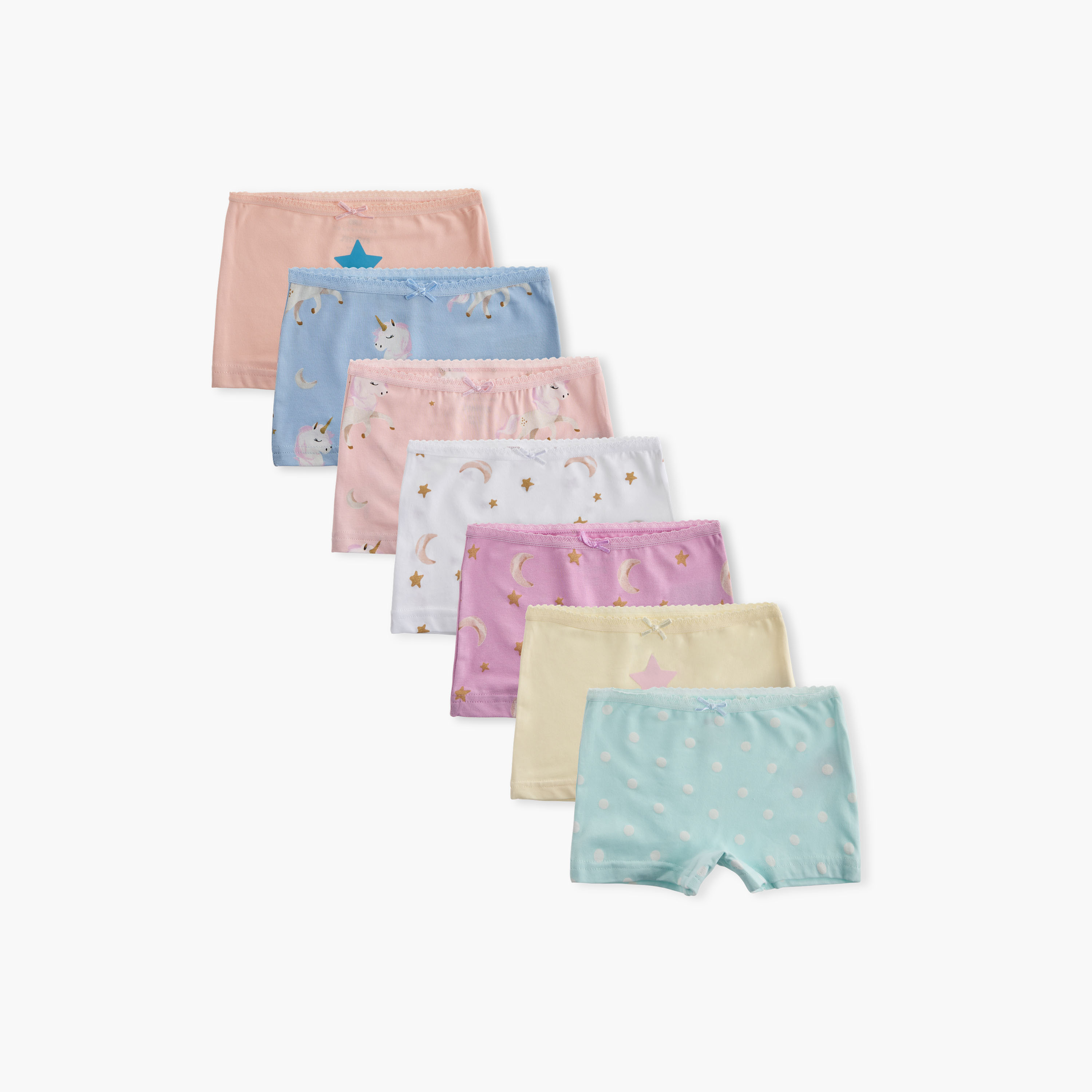 سراويل بوكسر بطبعات وخصر مطاطي من جونيورز - طقم من 7 قطع-girls-clothing-innerwear-panties-image-1