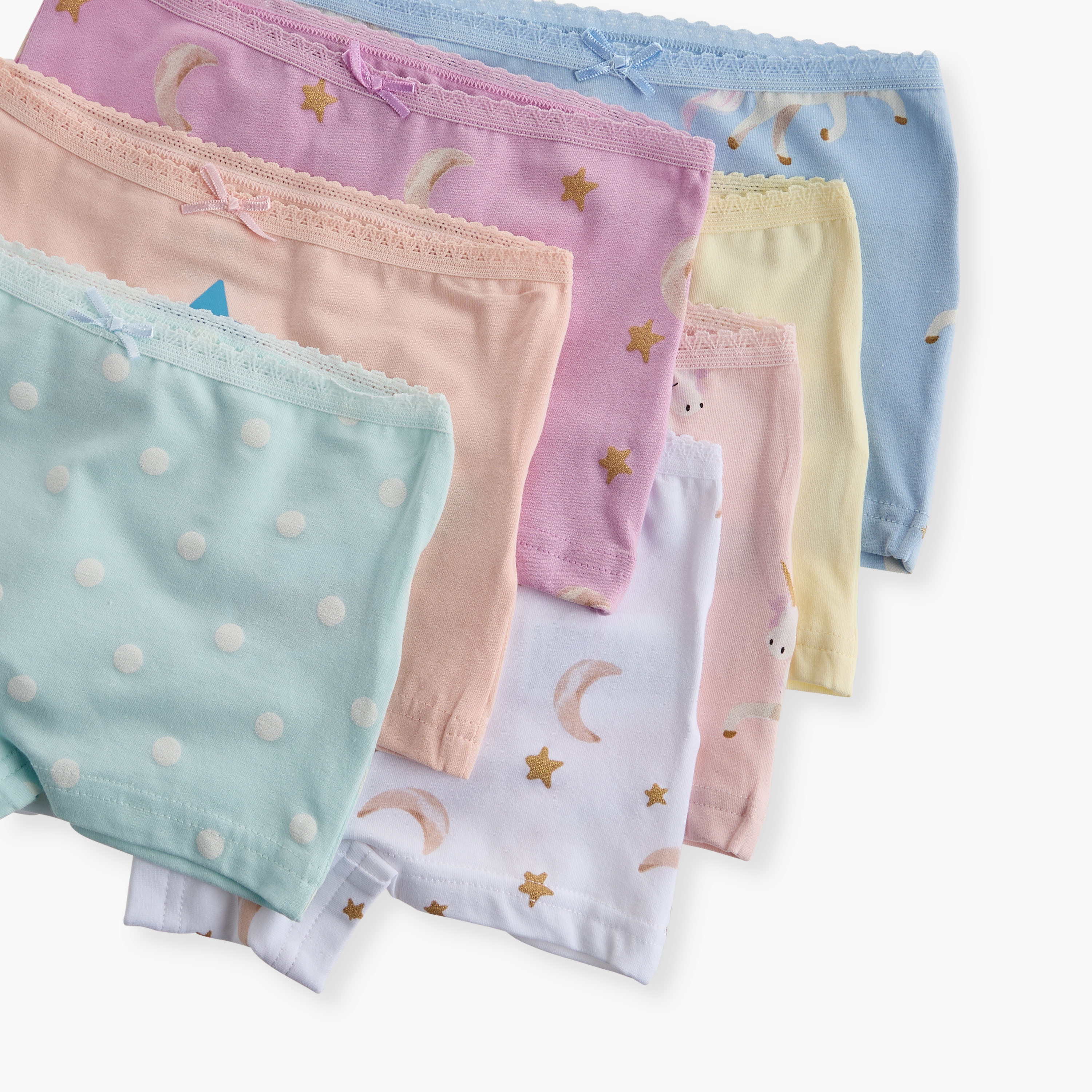 سراويل بوكسر بطبعات وخصر مطاطي من جونيورز - طقم من 7 قطع-girls-clothing-innerwear-panties-image-10