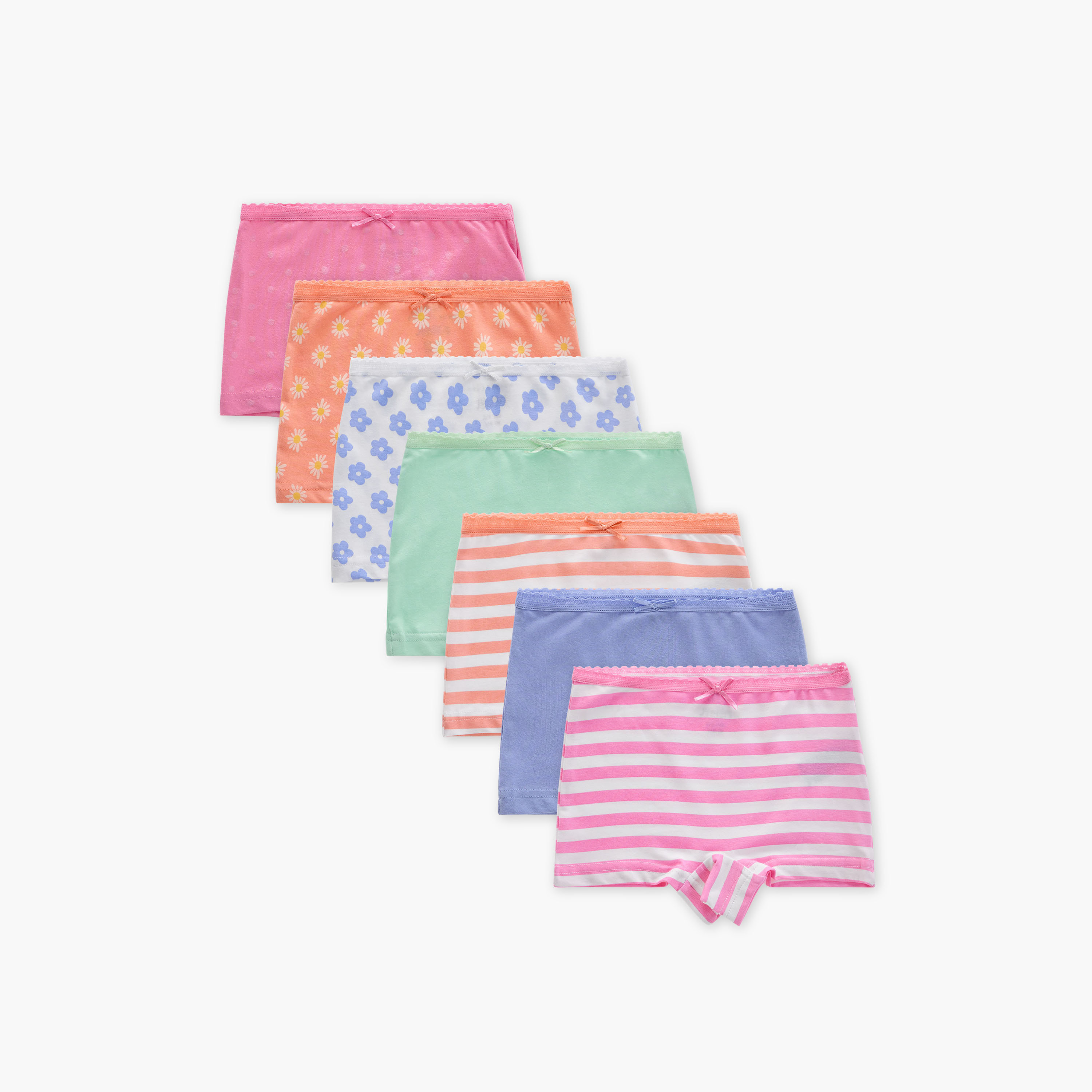 Juniors Printed Boxer Briefs with Elasticated Waistband - Set of 7-baby-girls-clothing-innerwear-image-1