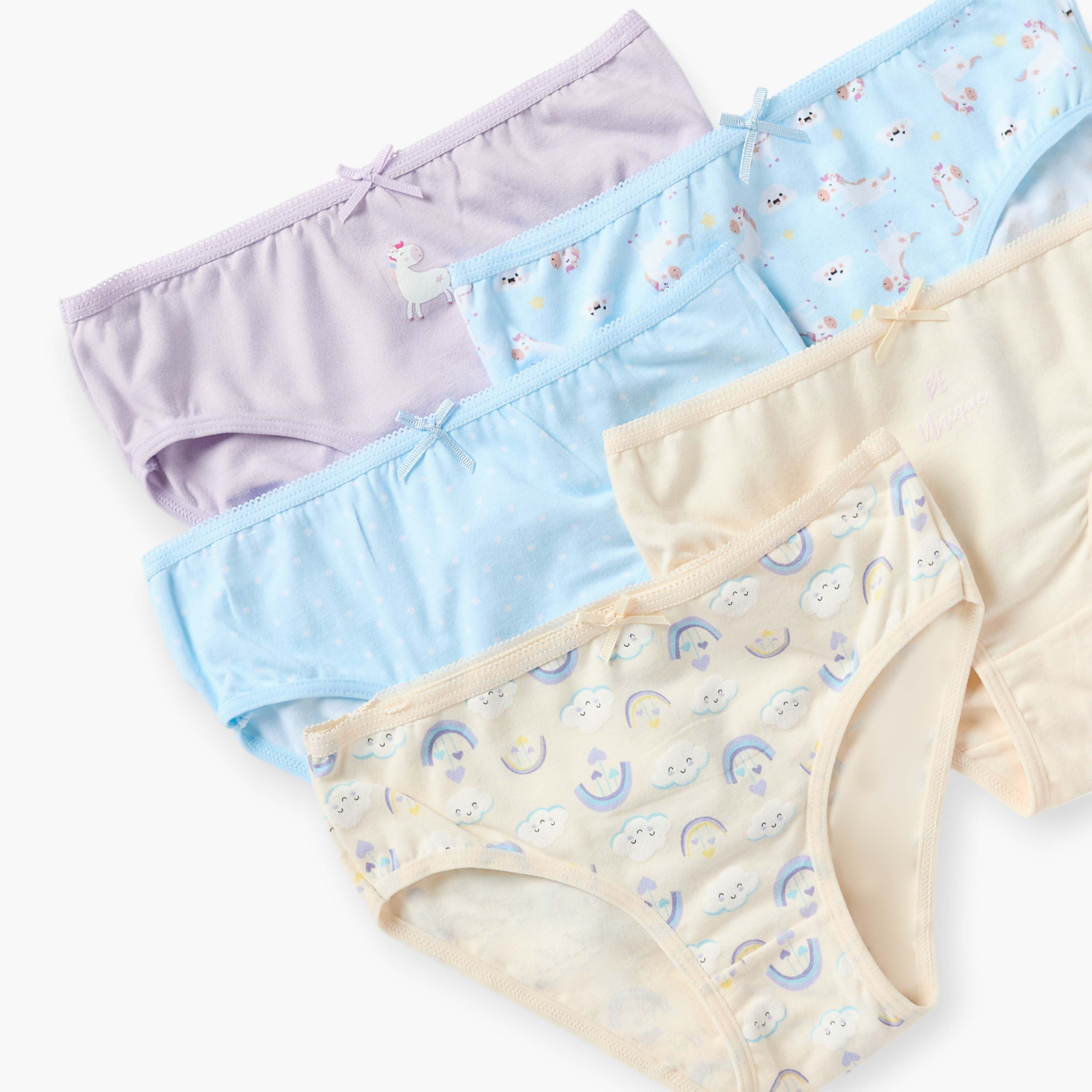 Juniors Printed Briefs - Set of 5-baby-girls-clothing-innerwear-image-3