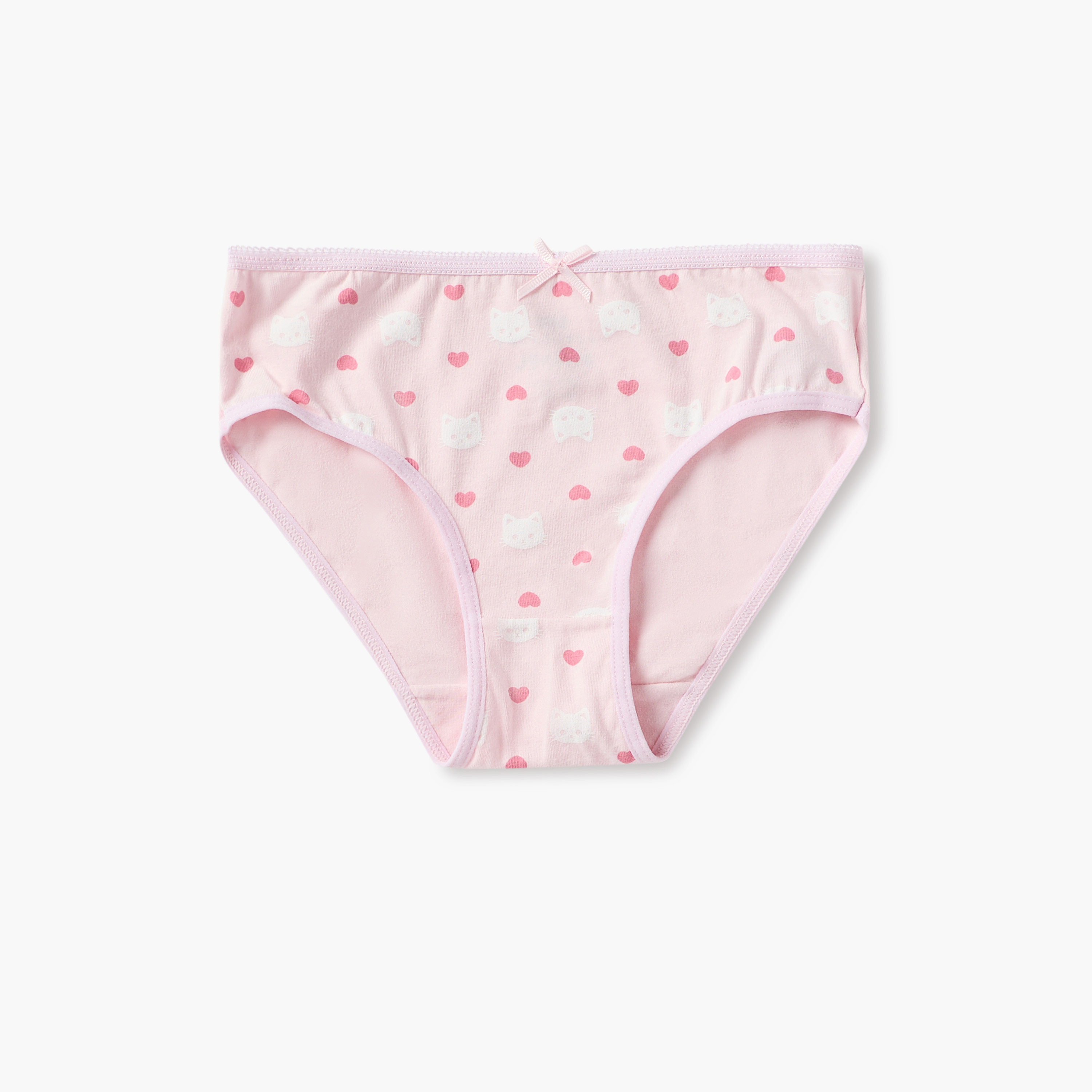 سراويل داخليّة بخصر مطّاطي وفيونكة وطبعات من جونيورز - طقم من 5 قطع-girls-clothing-innerwear-panties-image-2