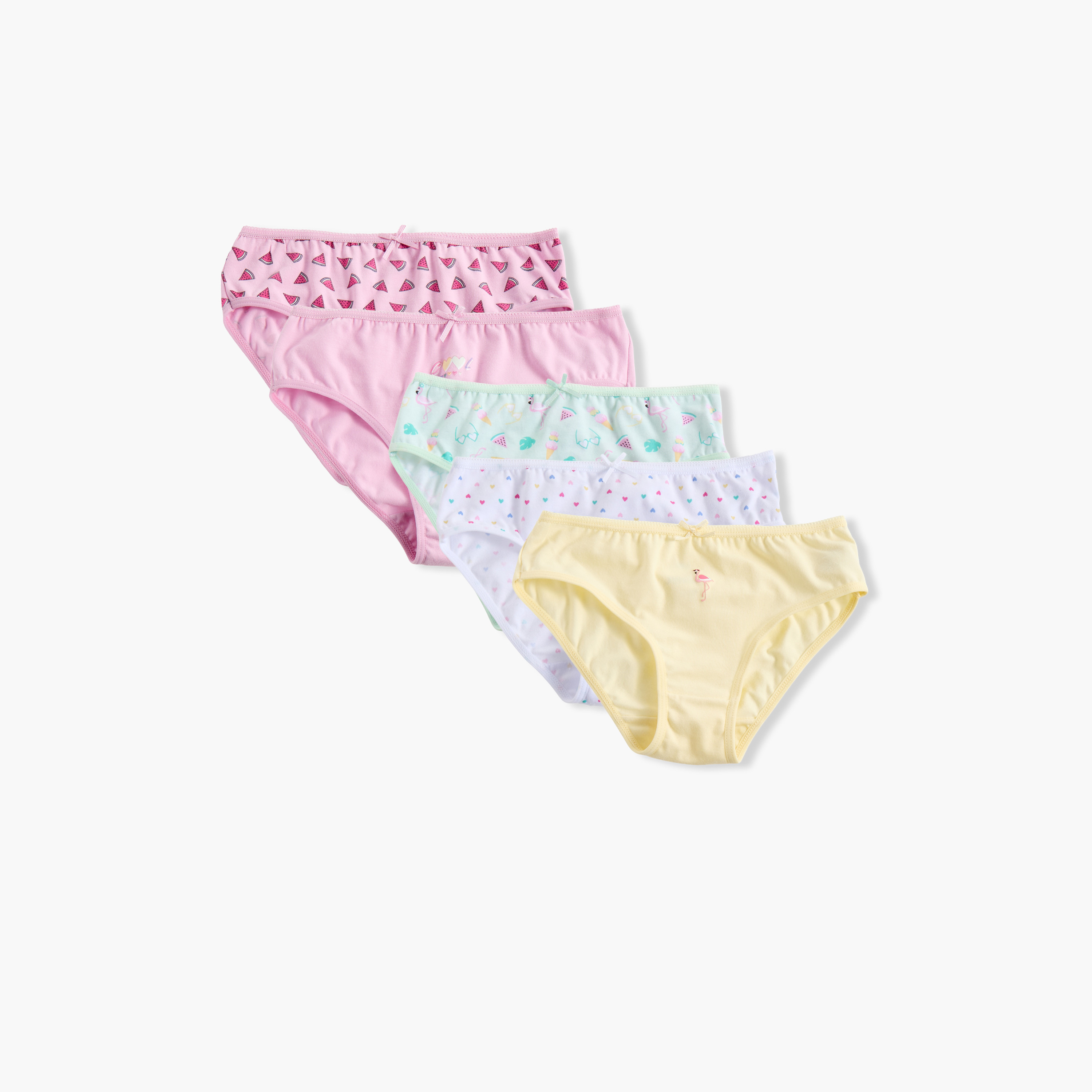 Juniors Printed Briefs with Elasticated Waistband - Set of 5-girls-clothing-innerwear-panties-image-1
