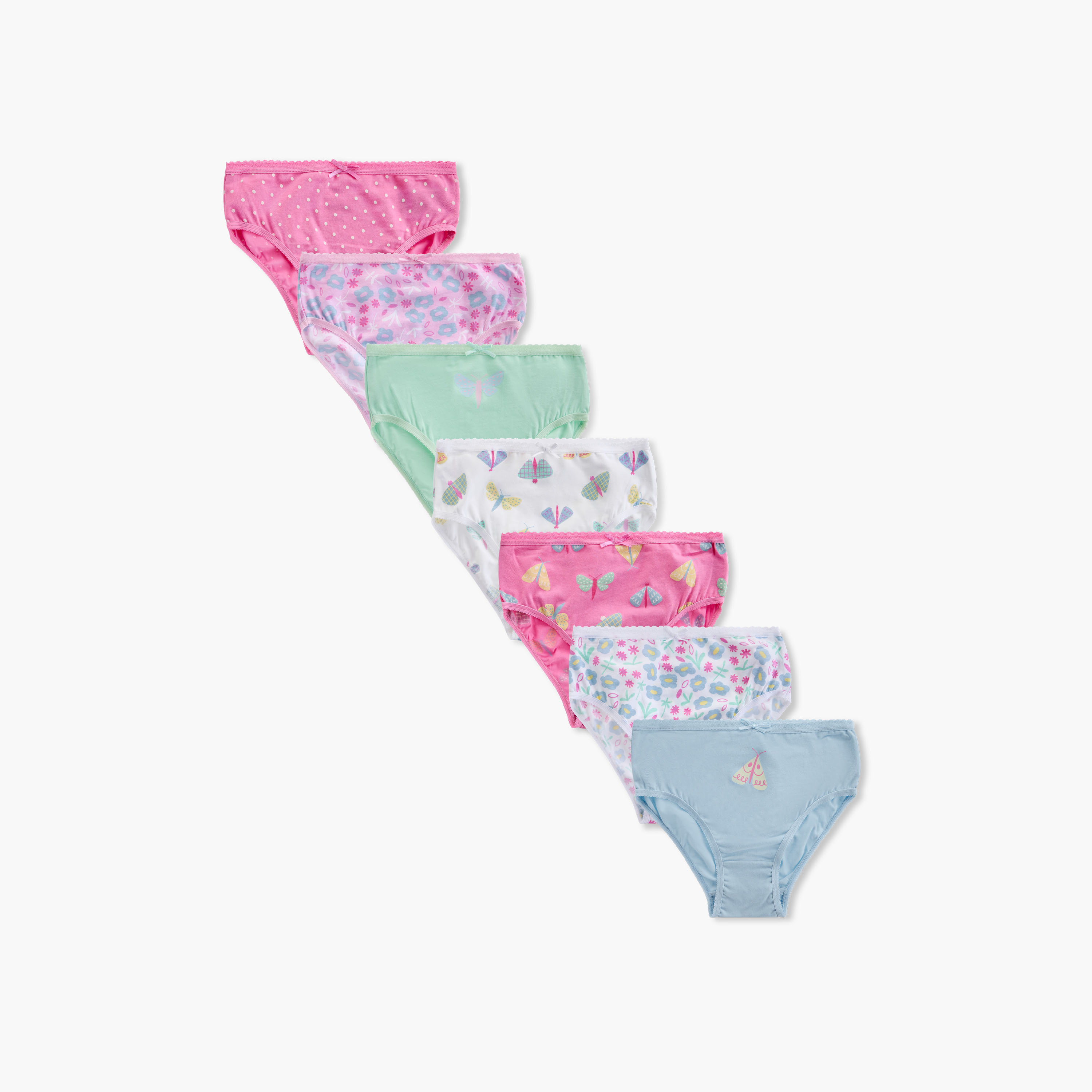 سراويل داخلية بطبعات مع خصر مطاطي من جونيورز - طقم 7 قطع-girls-clothing-innerwear-panties-image-1