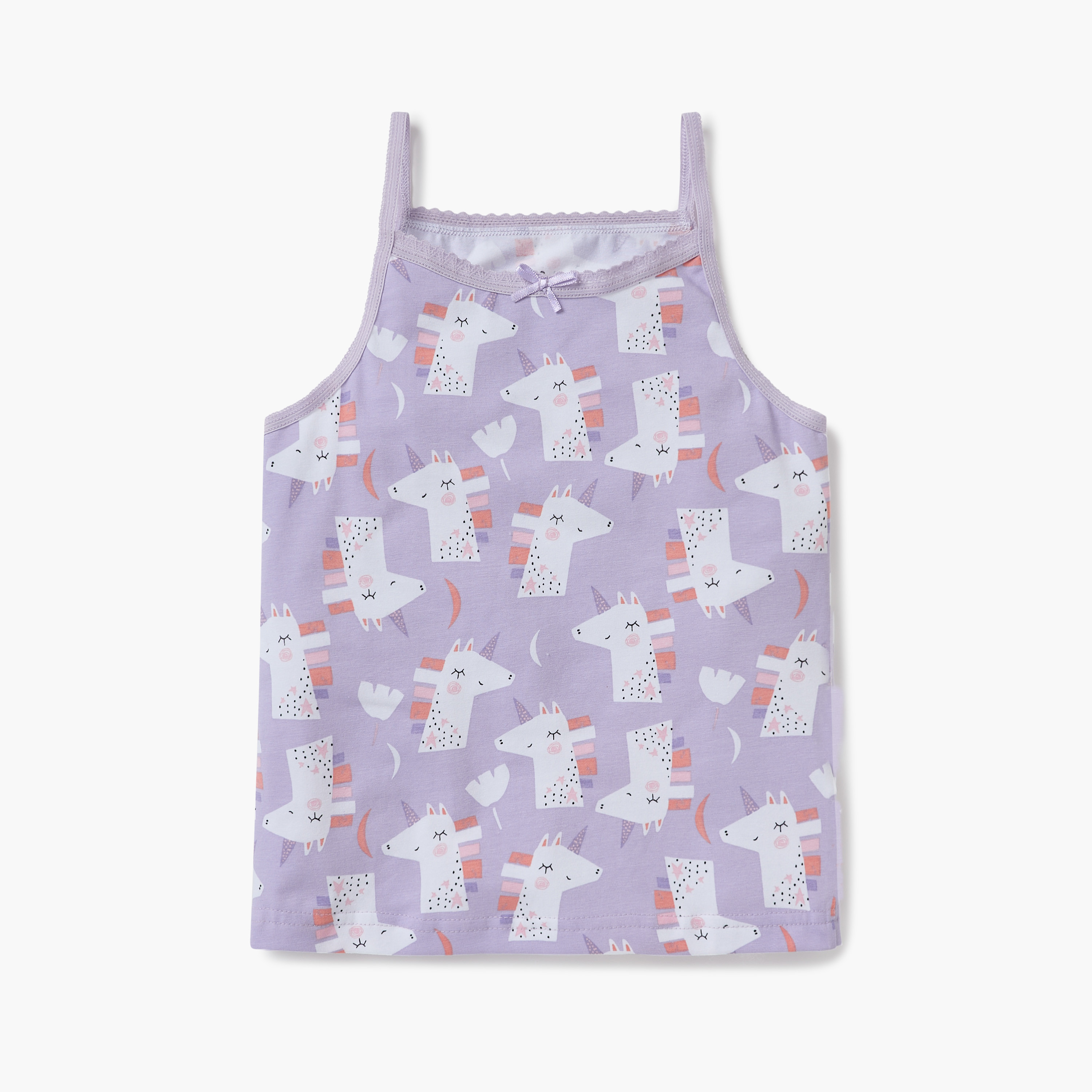 Juniors Printed Camisole with Bow Detail - Set of 3-girls-clothing-innerwear-vests-image-2