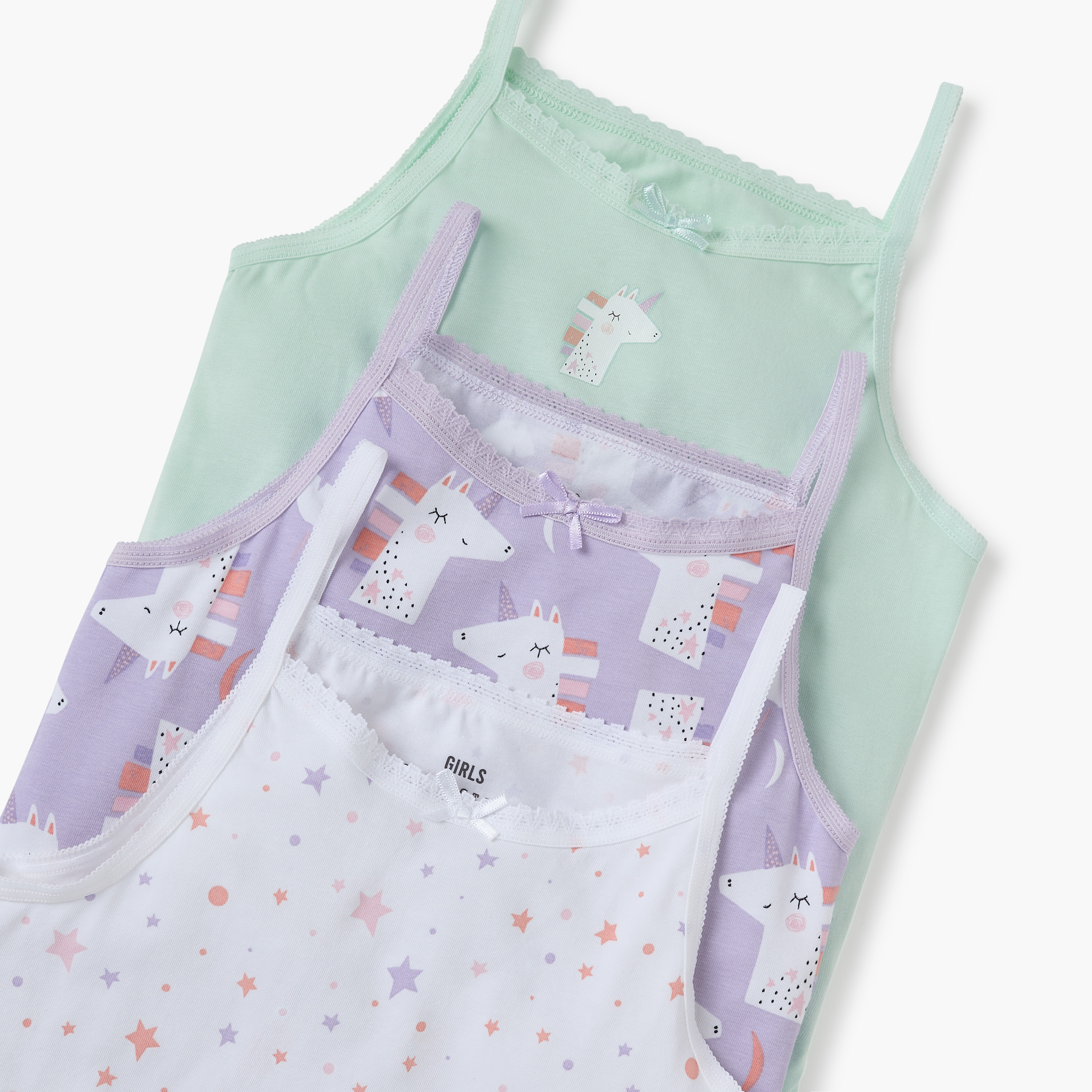 Juniors Printed Camisole with Bow Detail - Set of 3-girls-clothing-innerwear-vests-image-6