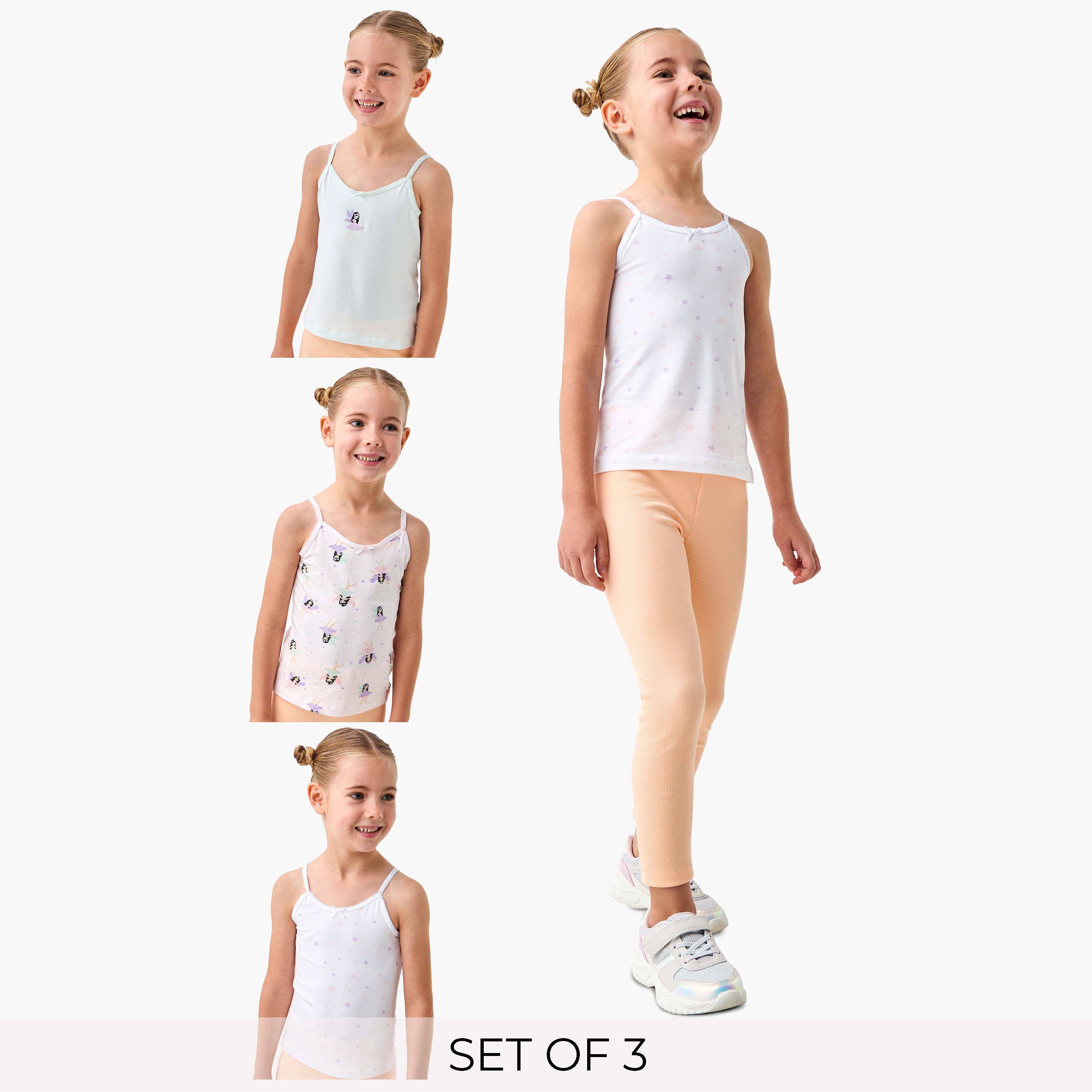 Juniors Printed Camisole with Bow Detail - Set of 3-girls-clothing-innerwear-vests-image-1