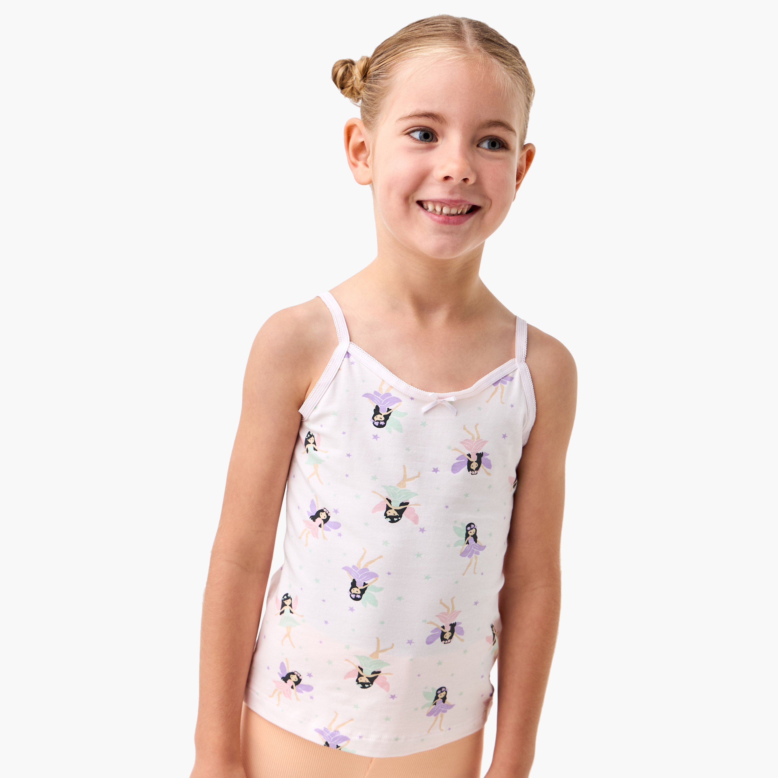 Juniors Printed Camisole with Bow Detail - Set of 3-girls-clothing-innerwear-vests-image-3
