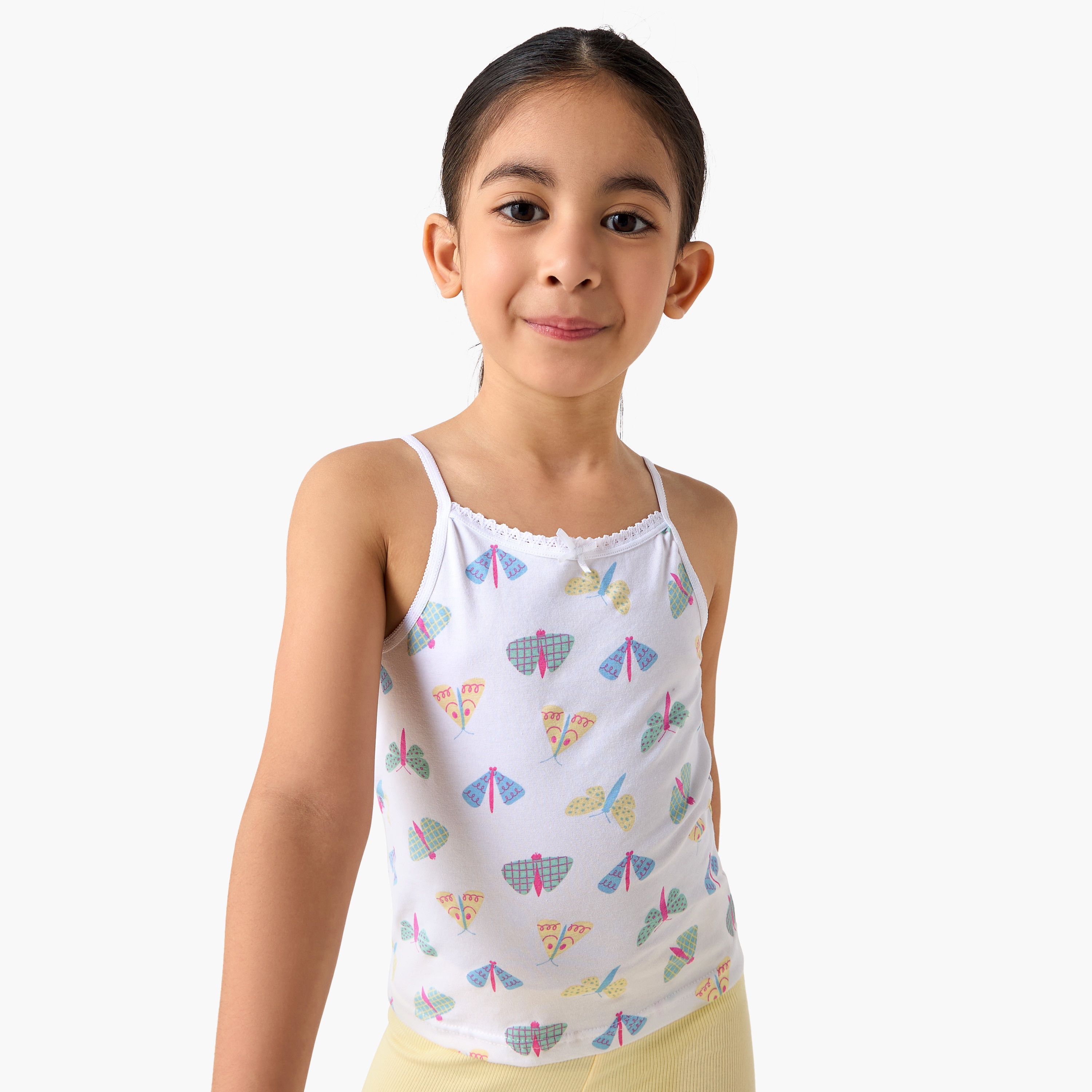 Juniors Printed Camisole with Bow Detail - Set of 3-girls-clothing-innerwear-vests-image-2