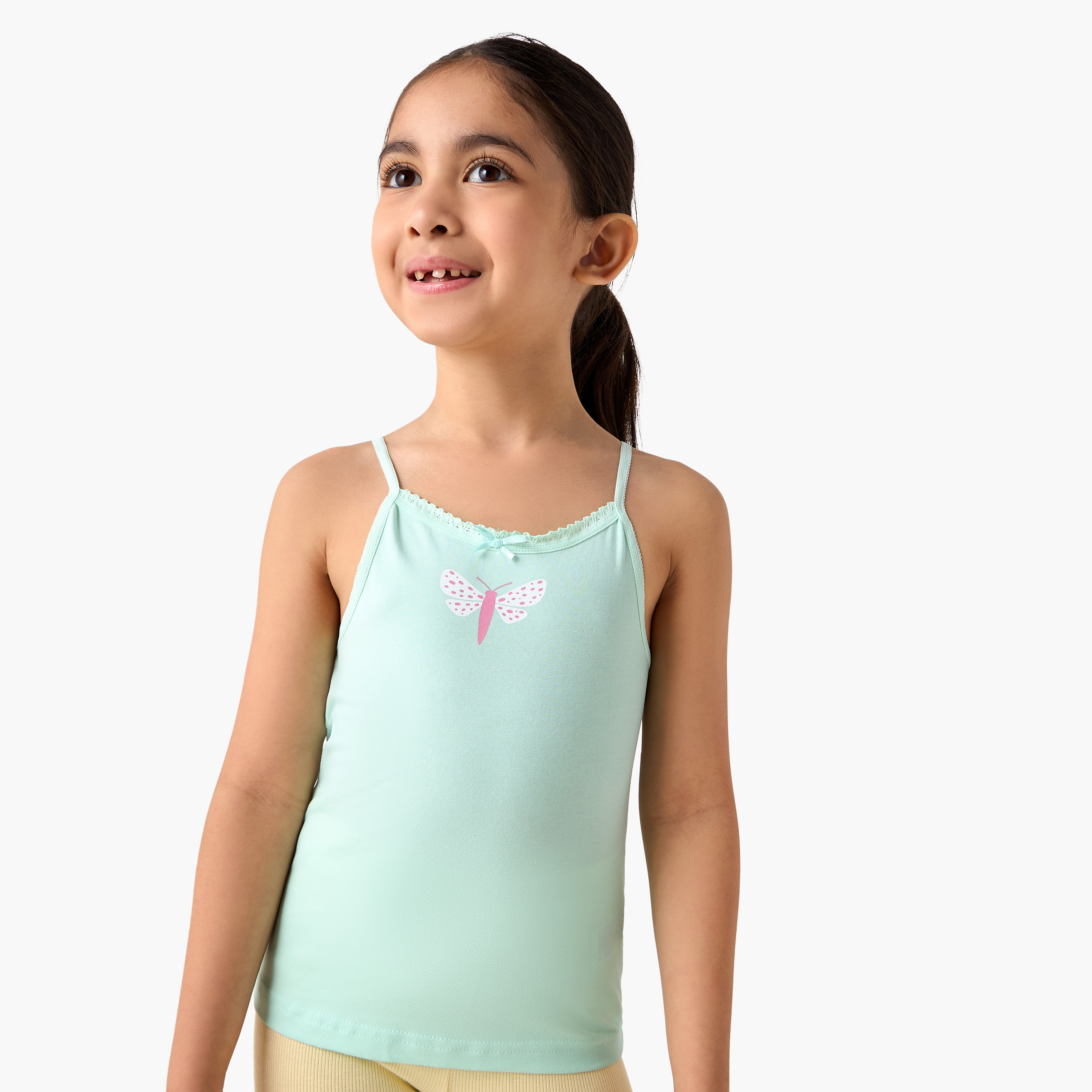 Juniors Printed Camisole with Bow Detail - Set of 3-girls-clothing-innerwear-vests-image-3