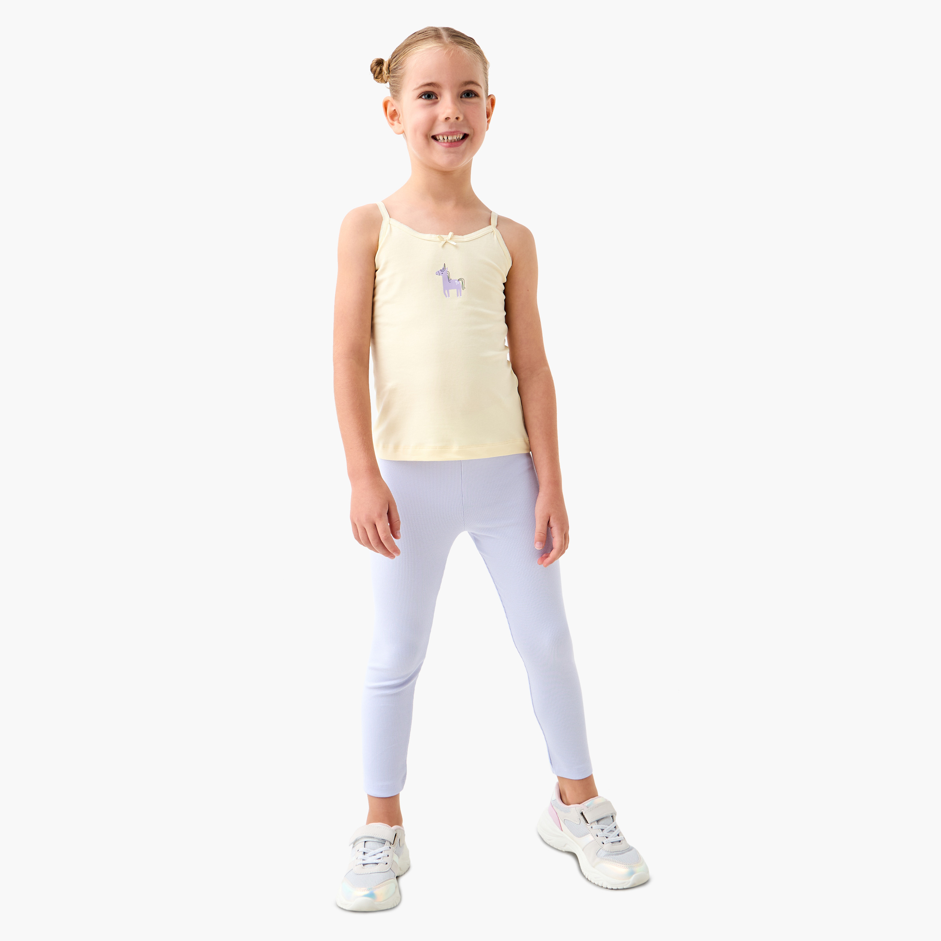 Juniors Unicorn Print Camisole with Bow Detail - Set of 3-girls-clothing-innerwear-vests-image-2