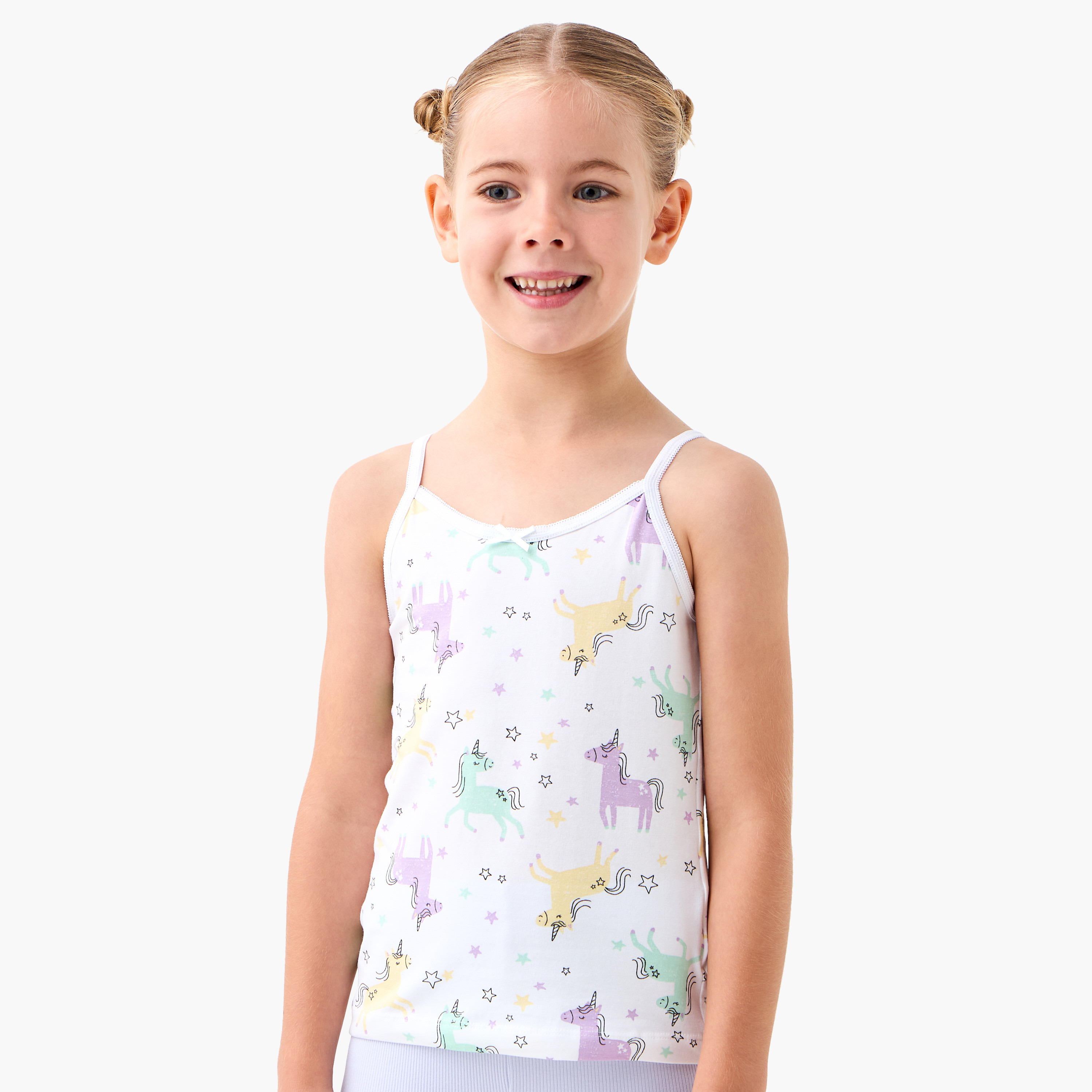Juniors Unicorn Print Camisole with Bow Detail - Set of 3-girls-clothing-innerwear-vests-image-6
