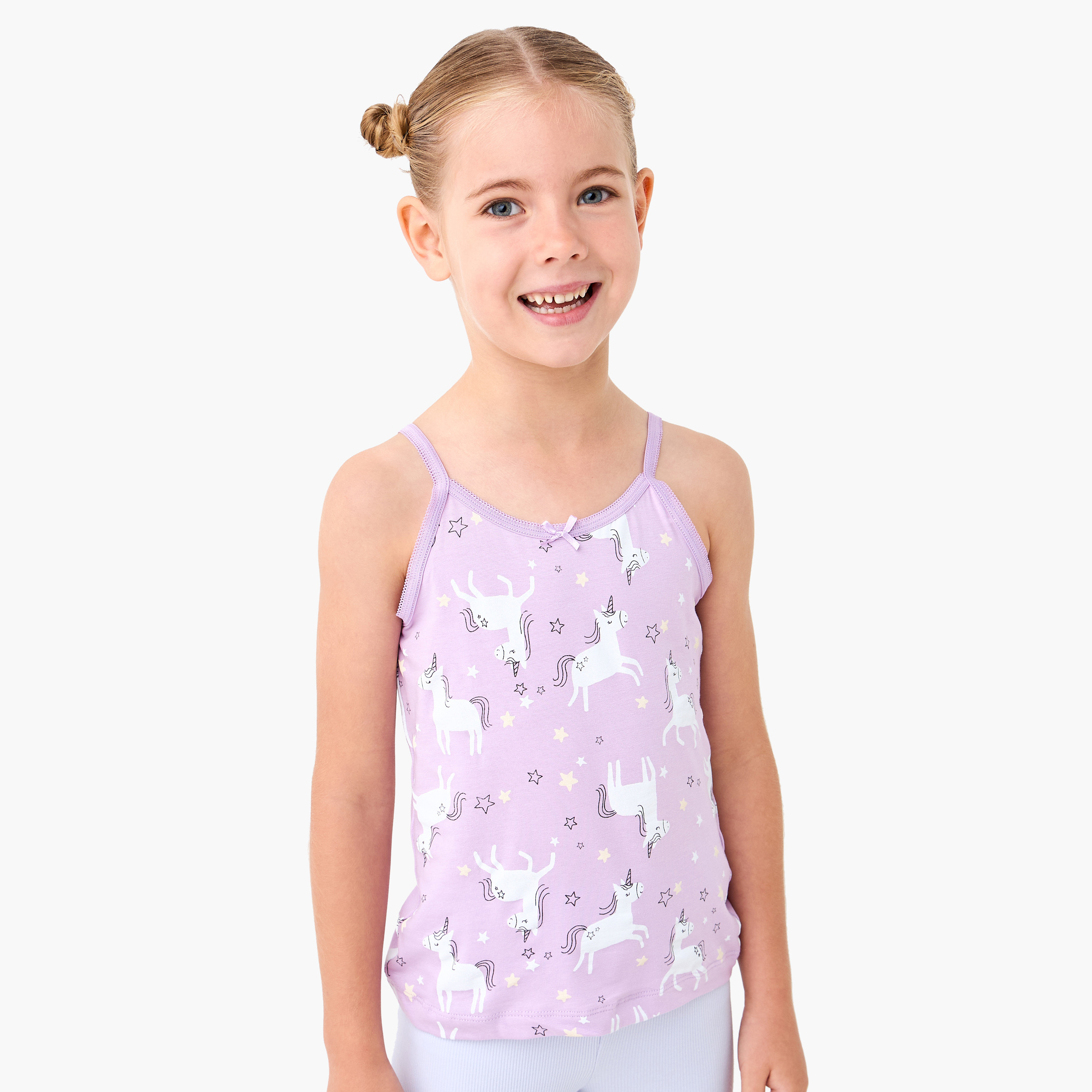Juniors Unicorn Print Camisole with Bow Detail - Set of 3-girls-clothing-innerwear-vests-image-7
