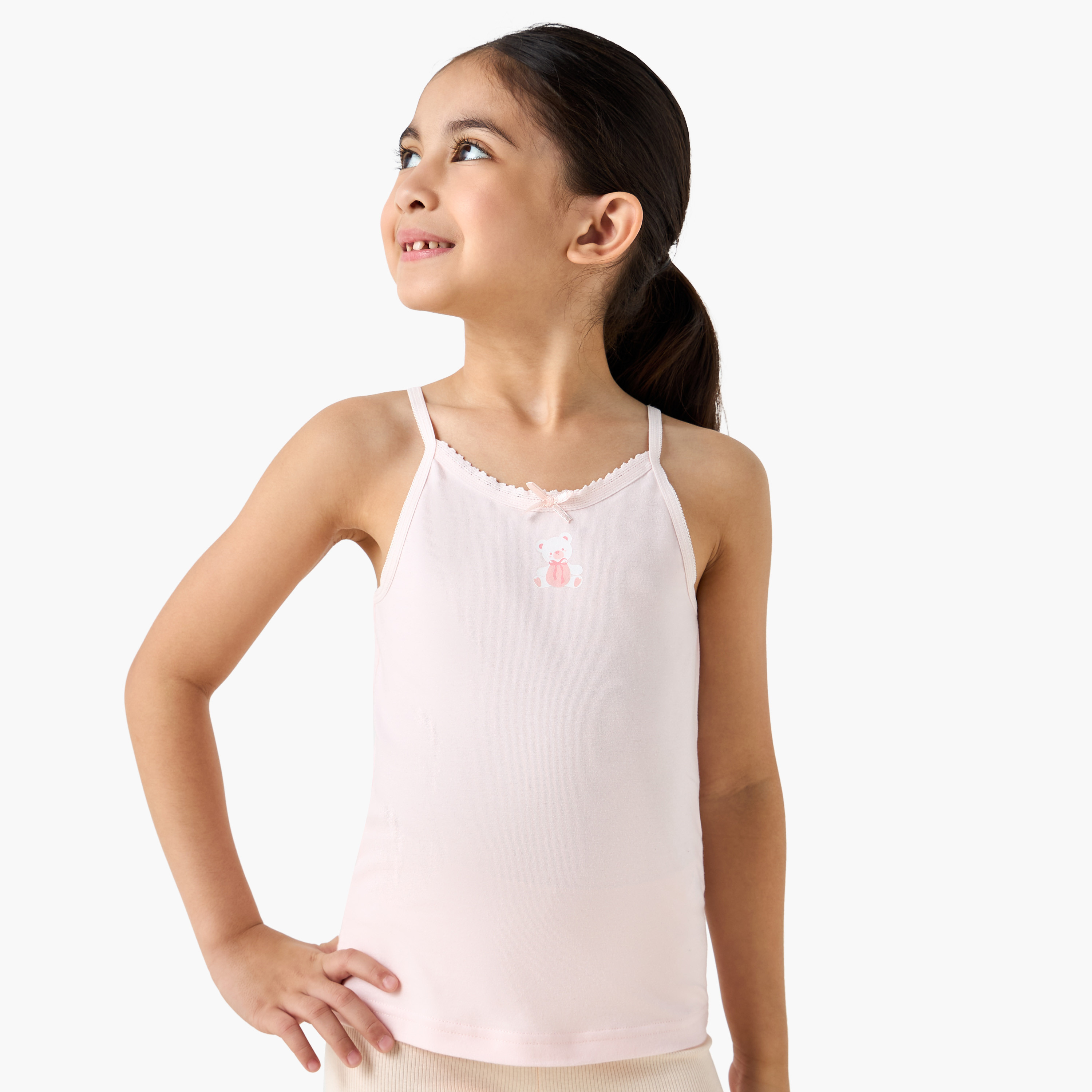 Juniors Printed Camisole with Bow Detail - Set of 7-girls-clothing-innerwear-vests-image-2
