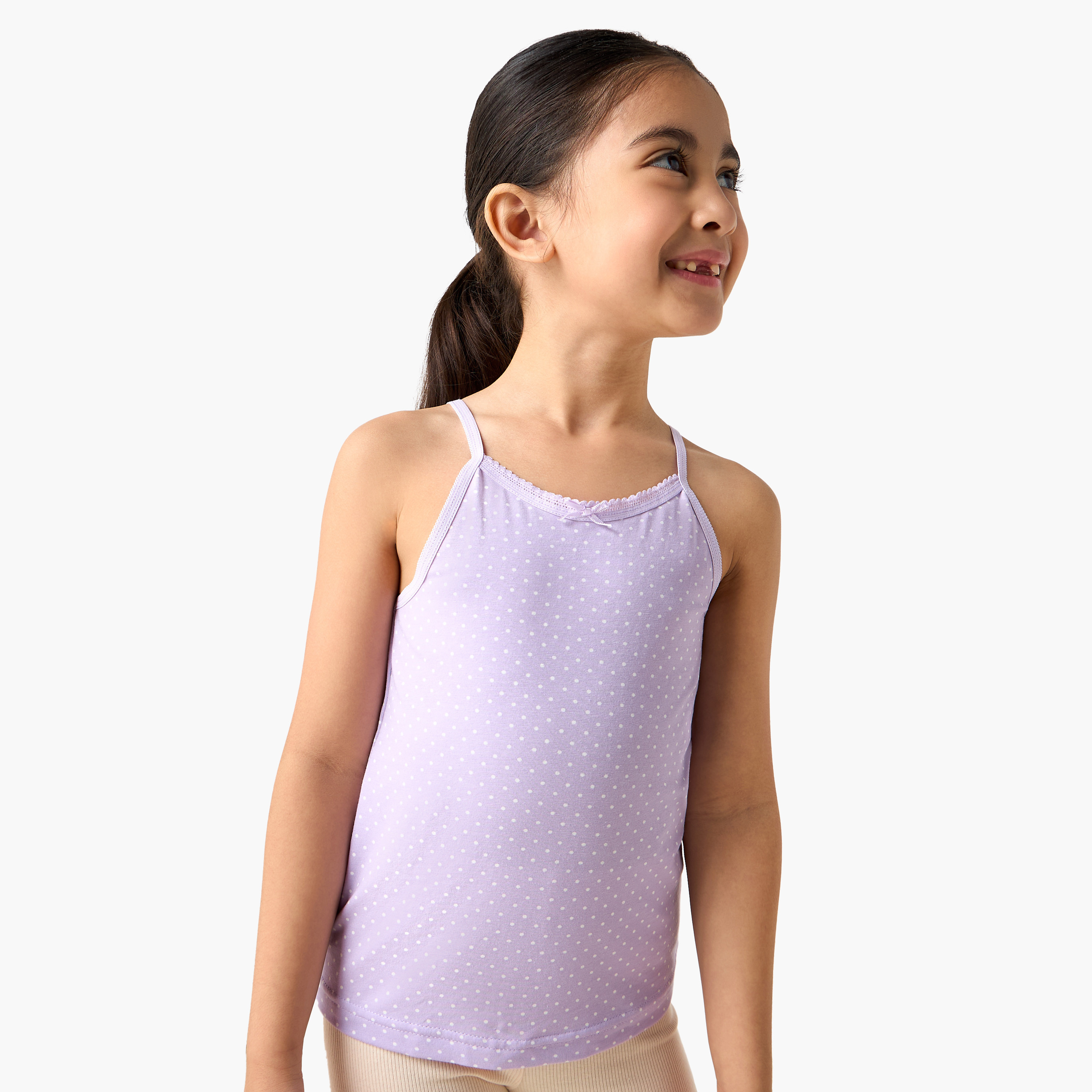 Juniors Printed Camisole with Bow Detail - Set of 7-girls-clothing-innerwear-vests-image-4