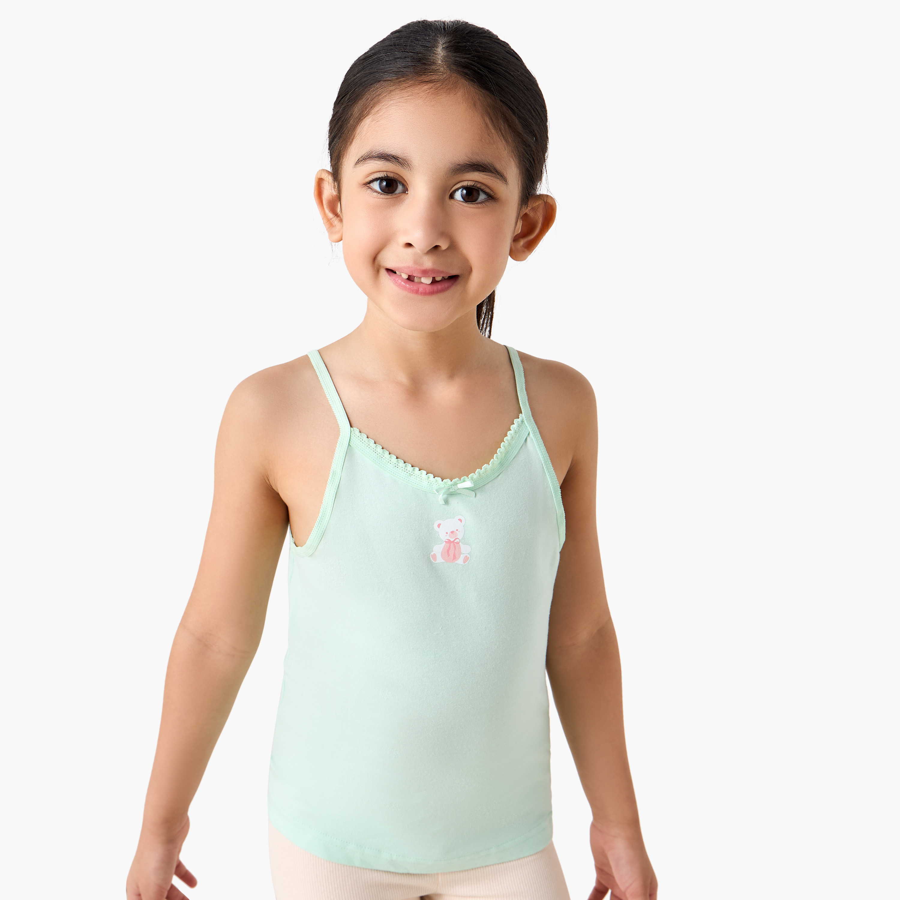 Juniors Printed Camisole with Bow Detail - Set of 7-girls-clothing-innerwear-vests-image-7