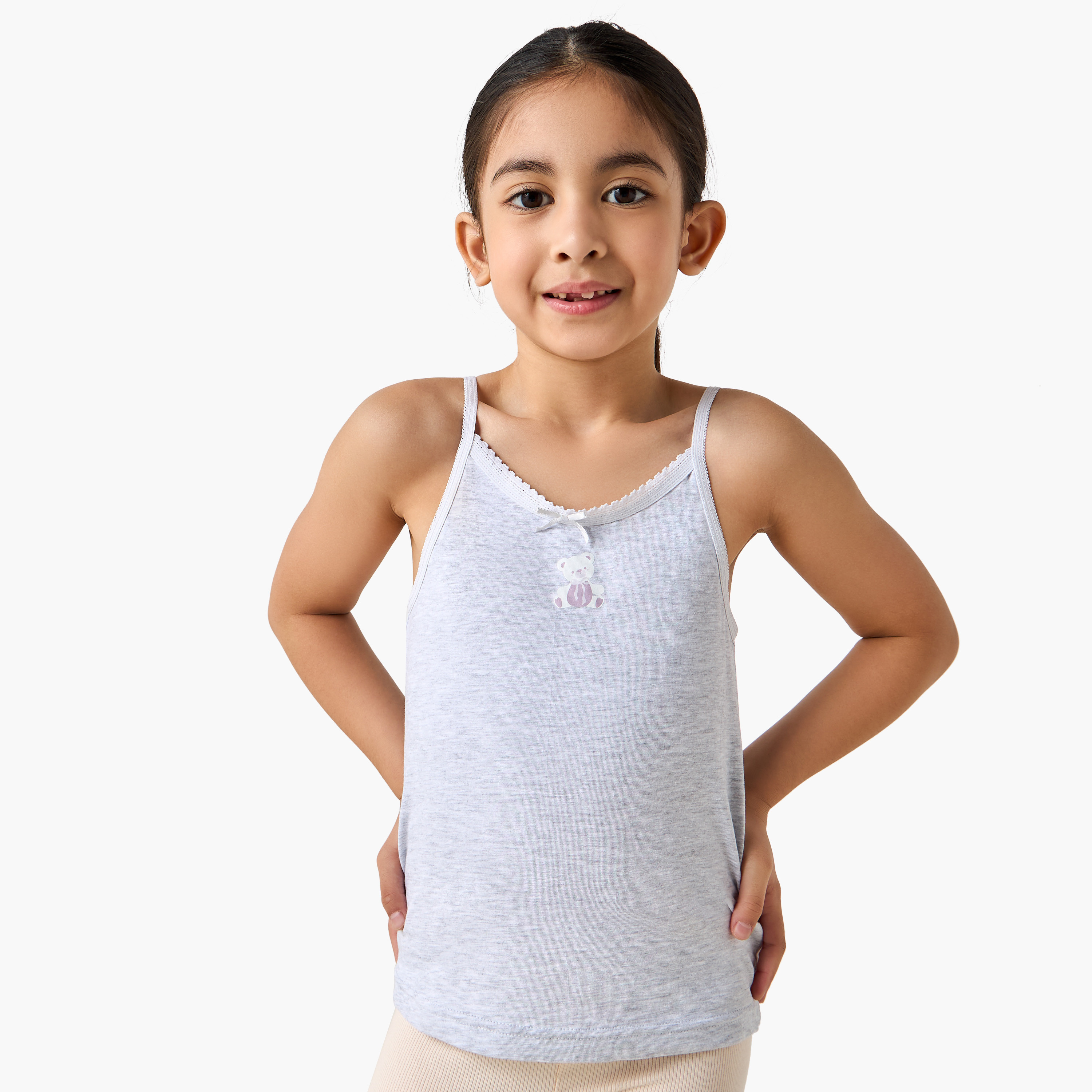 Juniors Printed Camisole with Bow Detail - Set of 7-girls-clothing-innerwear-vests-image-8