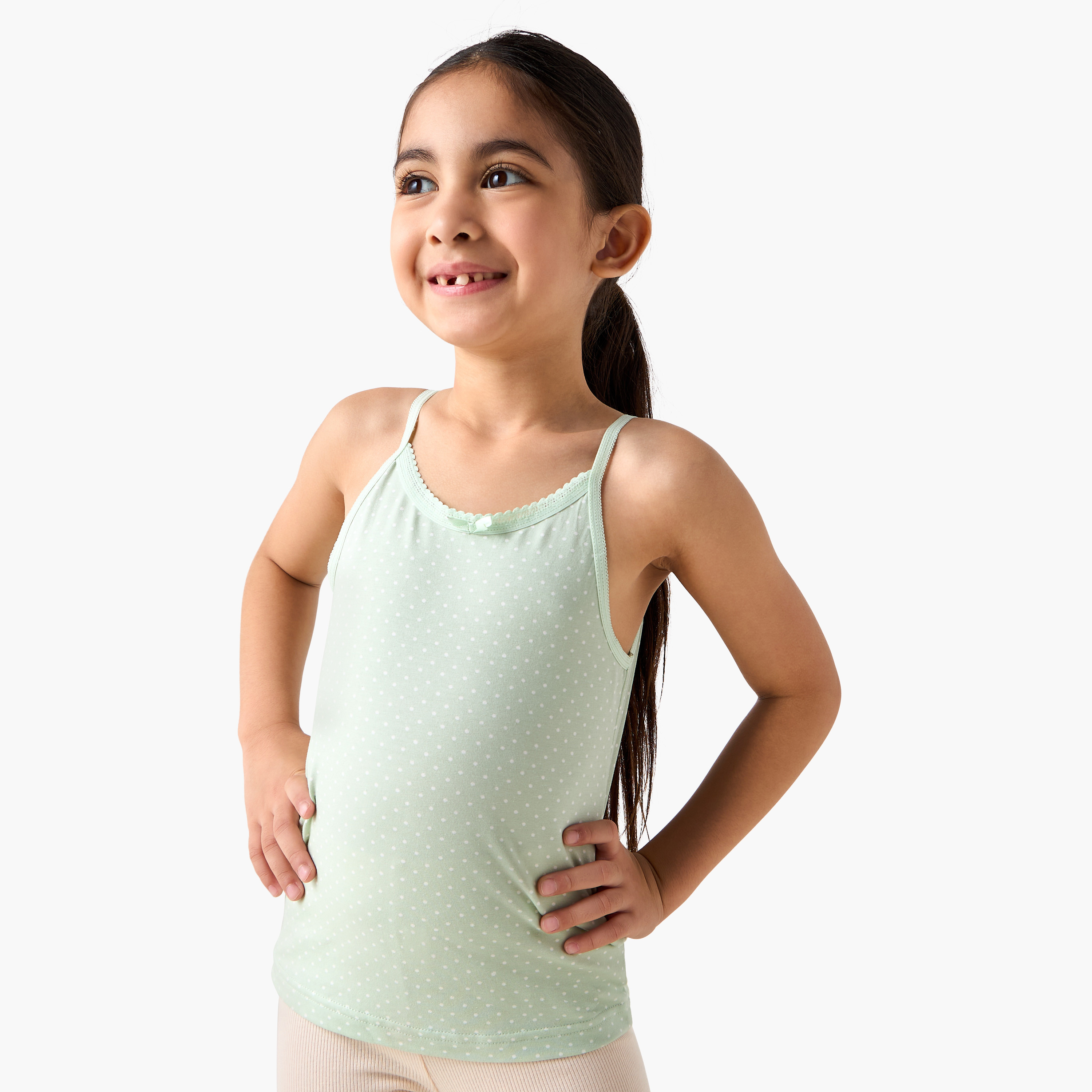 Juniors Printed Camisole with Bow Detail - Set of 7-girls-clothing-innerwear-vests-image-9