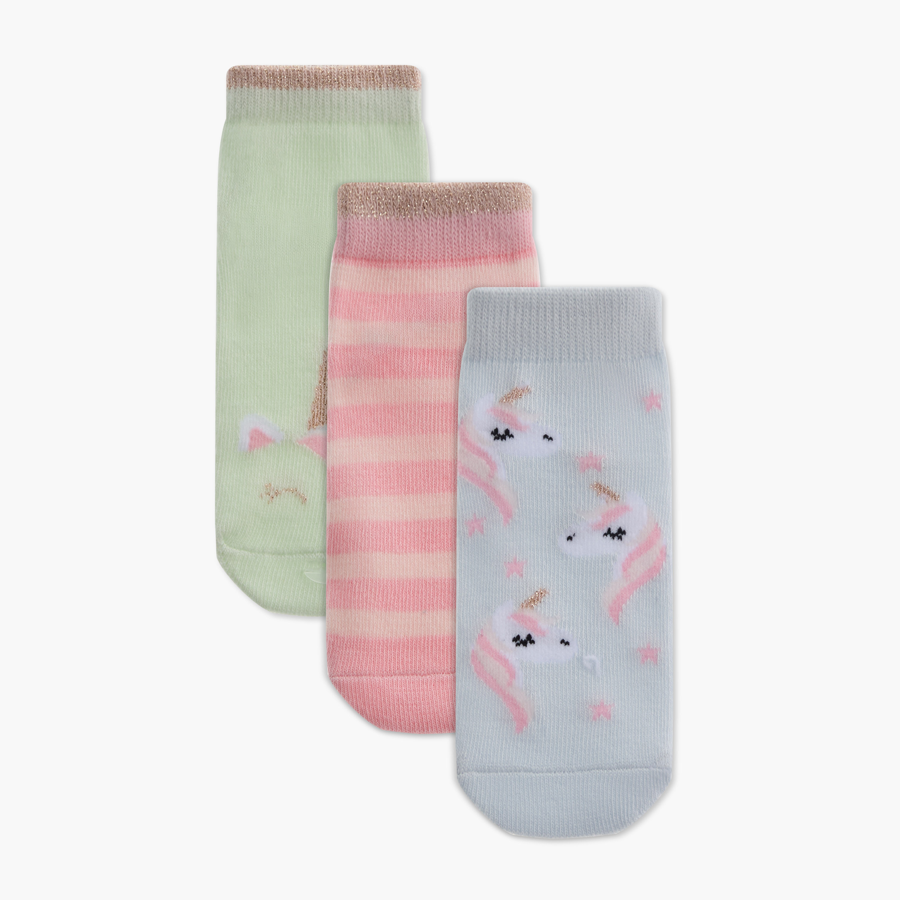 Juniors Printed Ankle Length Socks - Set of 3-baby-girls-accessories-socks-image-1