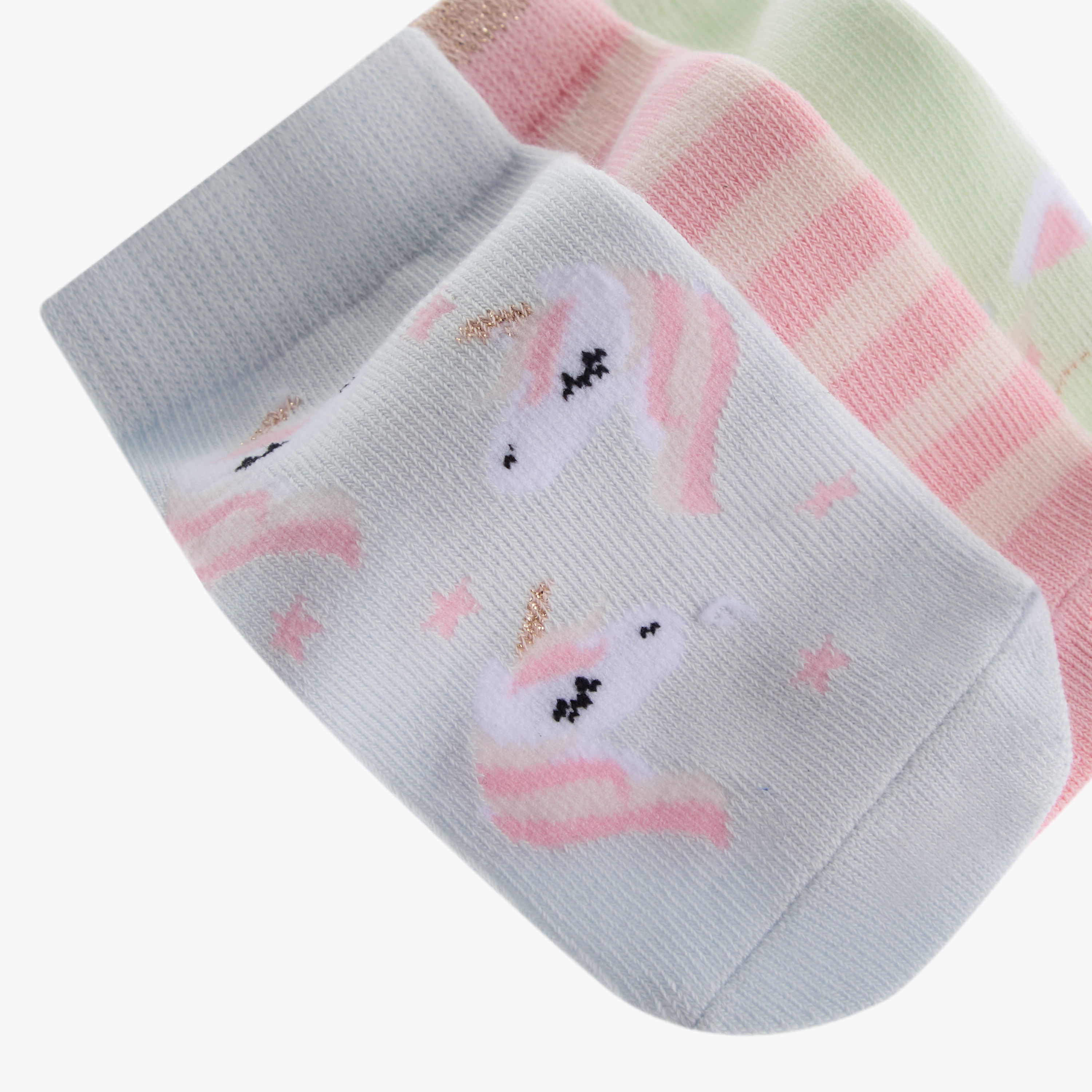 Juniors Printed Ankle Length Socks - Set of 3-baby-girls-accessories-socks-image-4