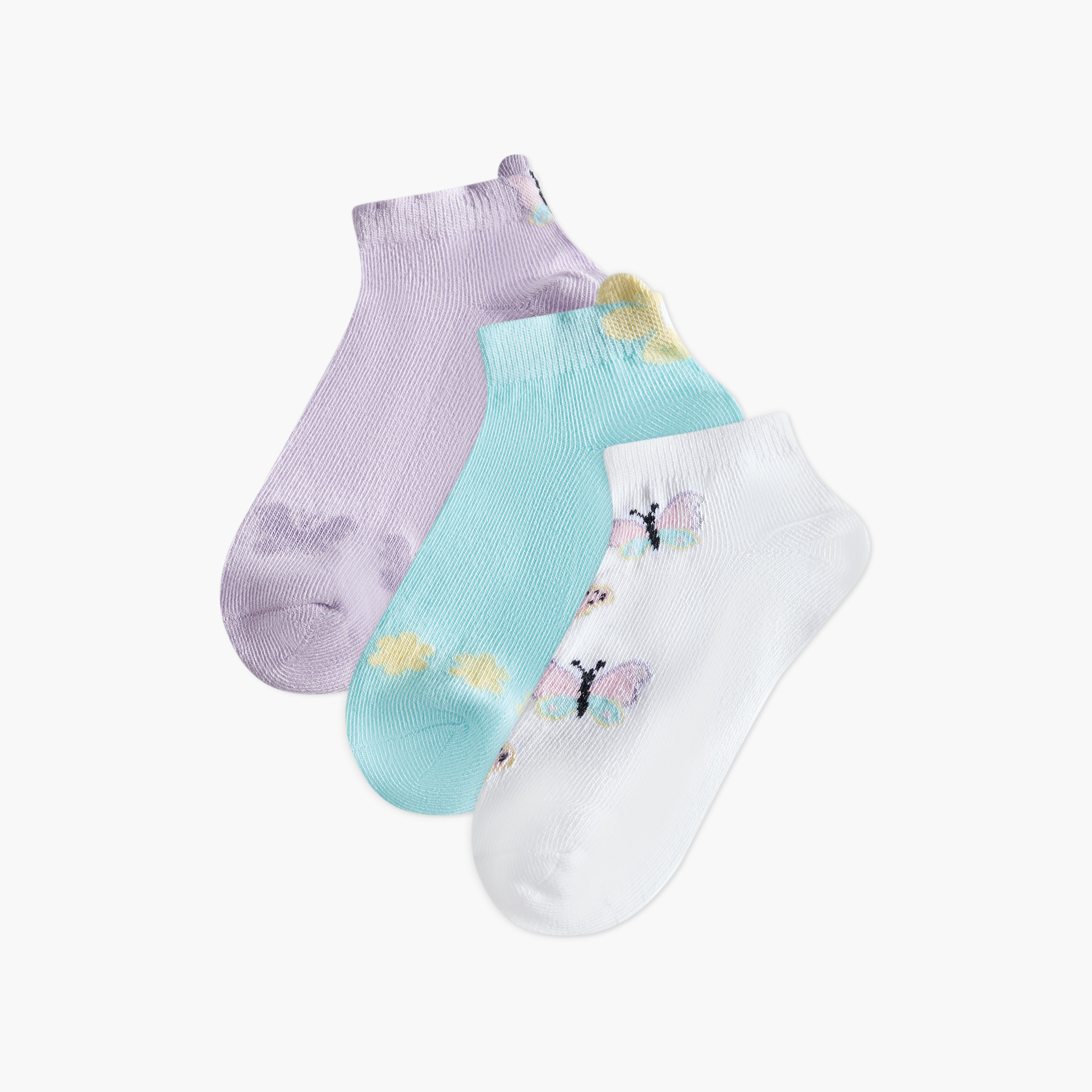 Juniors Butterfly Print Ankle Length Socks-baby-girls-accessories-socks-image-1