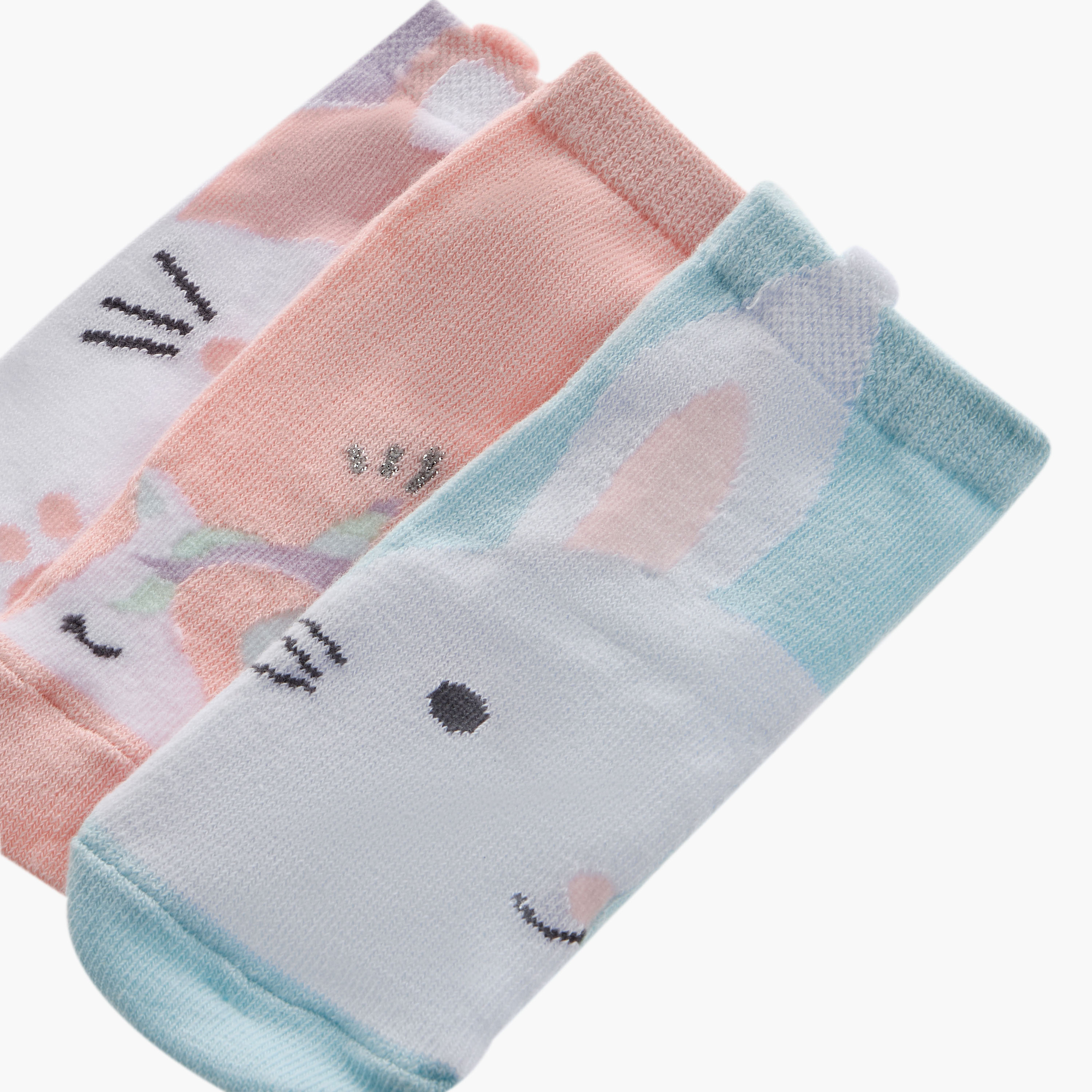 Juniors Printed Ankle Length Socks - Set of 3-baby-girls-accessories-socks-image-4