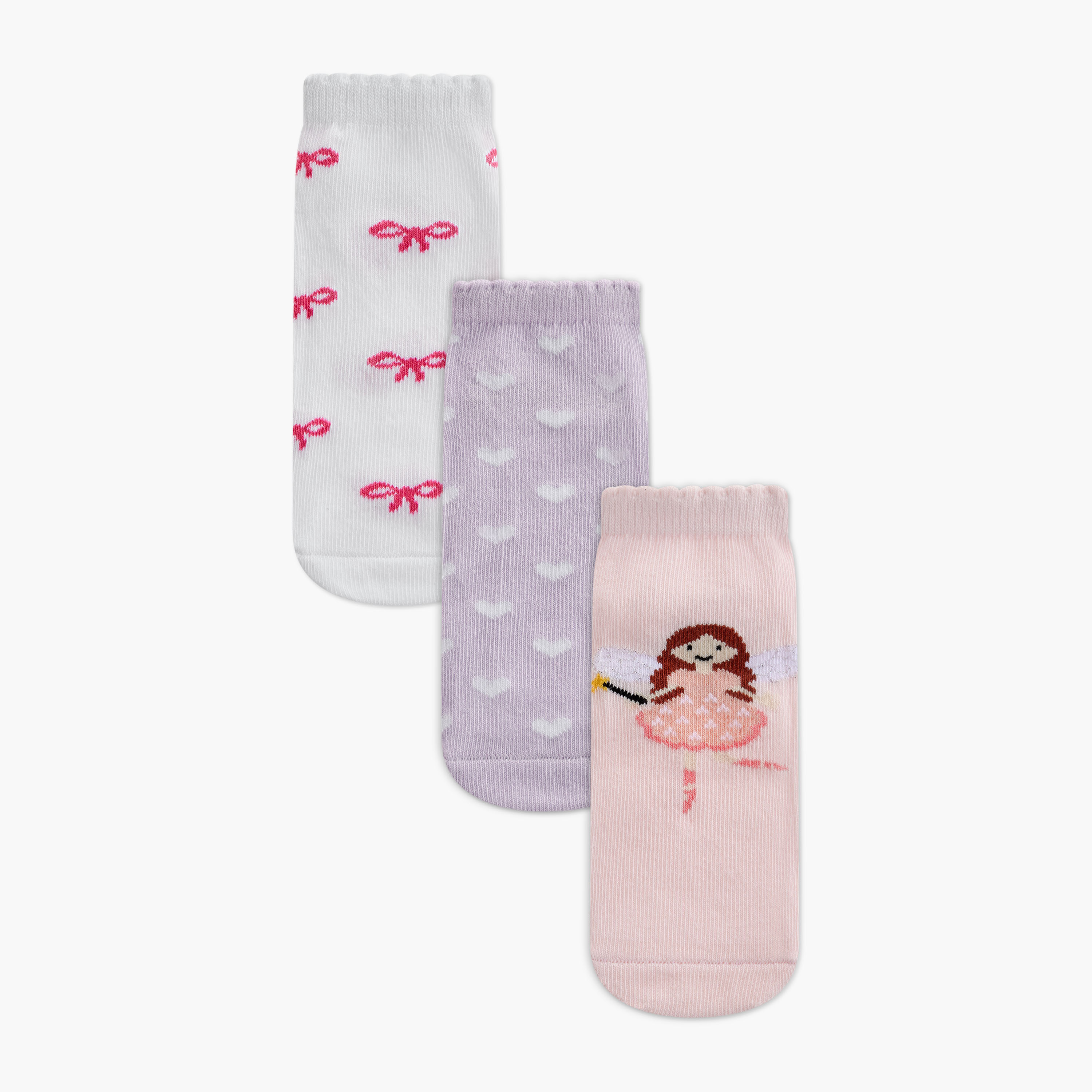 Juniors Printed Ankle Length Socks - Set of 3-baby-girls-accessories-socks-image-1