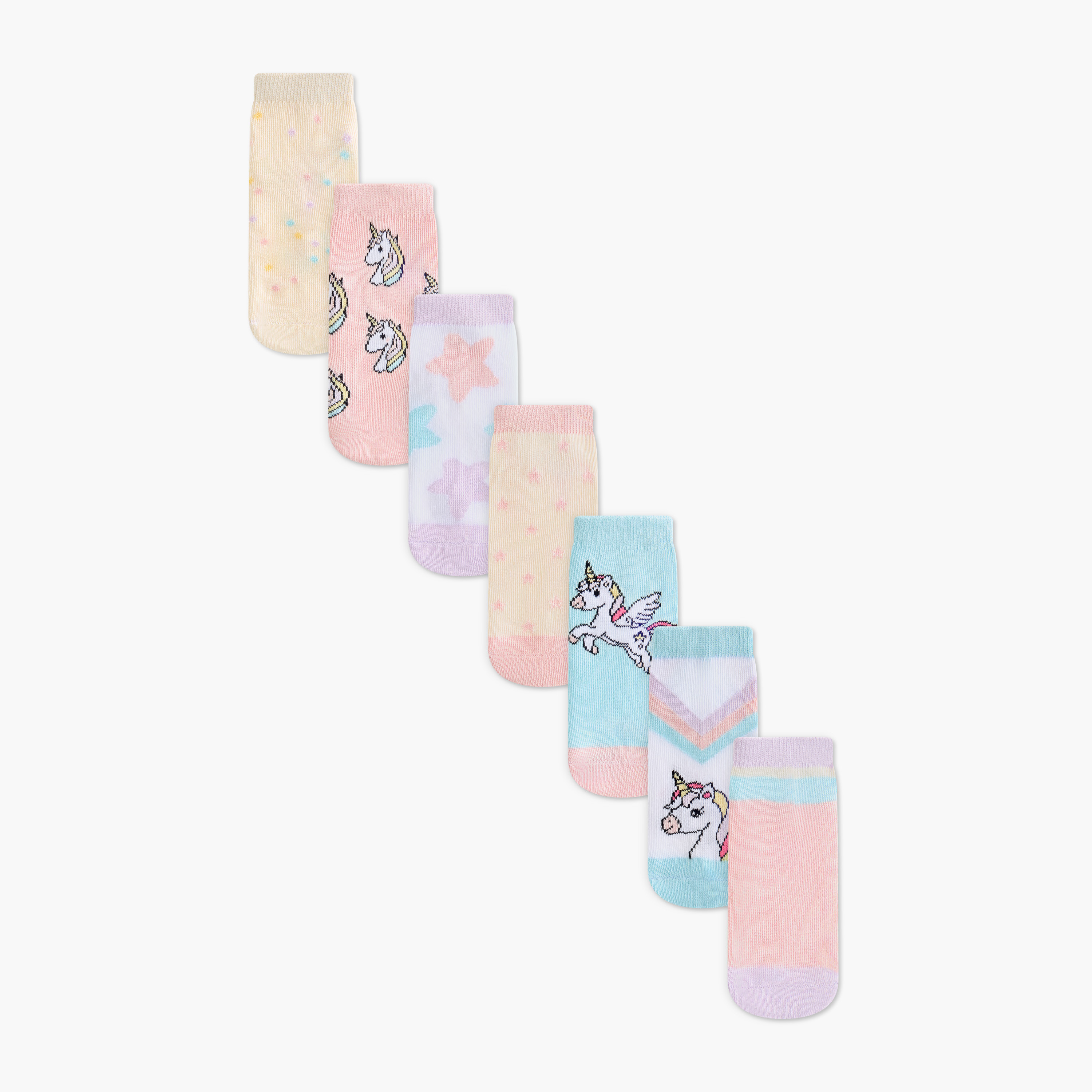 Juniors Textured Ankle Length Socks - Set of 7-baby-girls-accessories-socks-image-1
