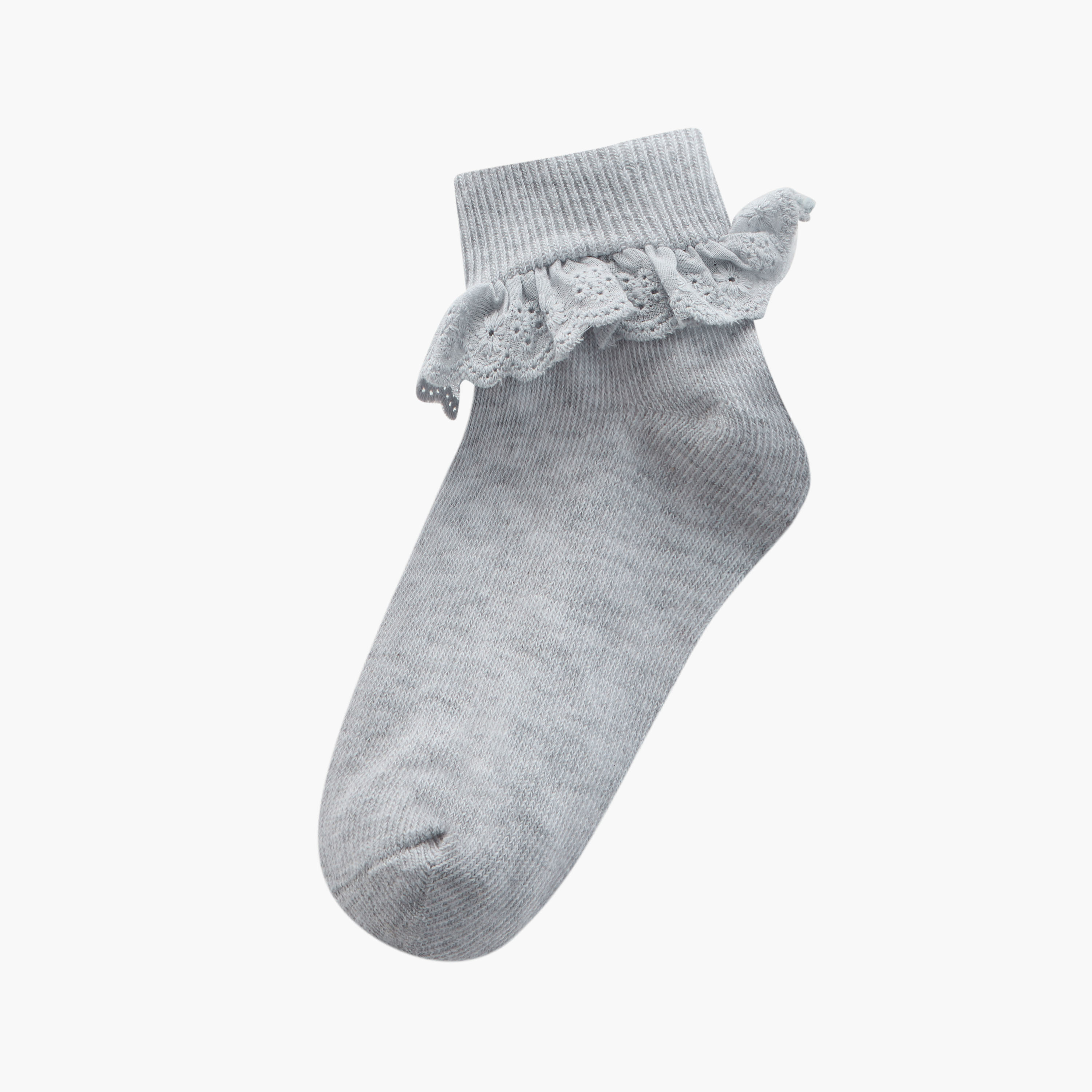 Juniors Lace Trim Ankle Length Socks - Set of 3-girls-accessories-socks-image-2