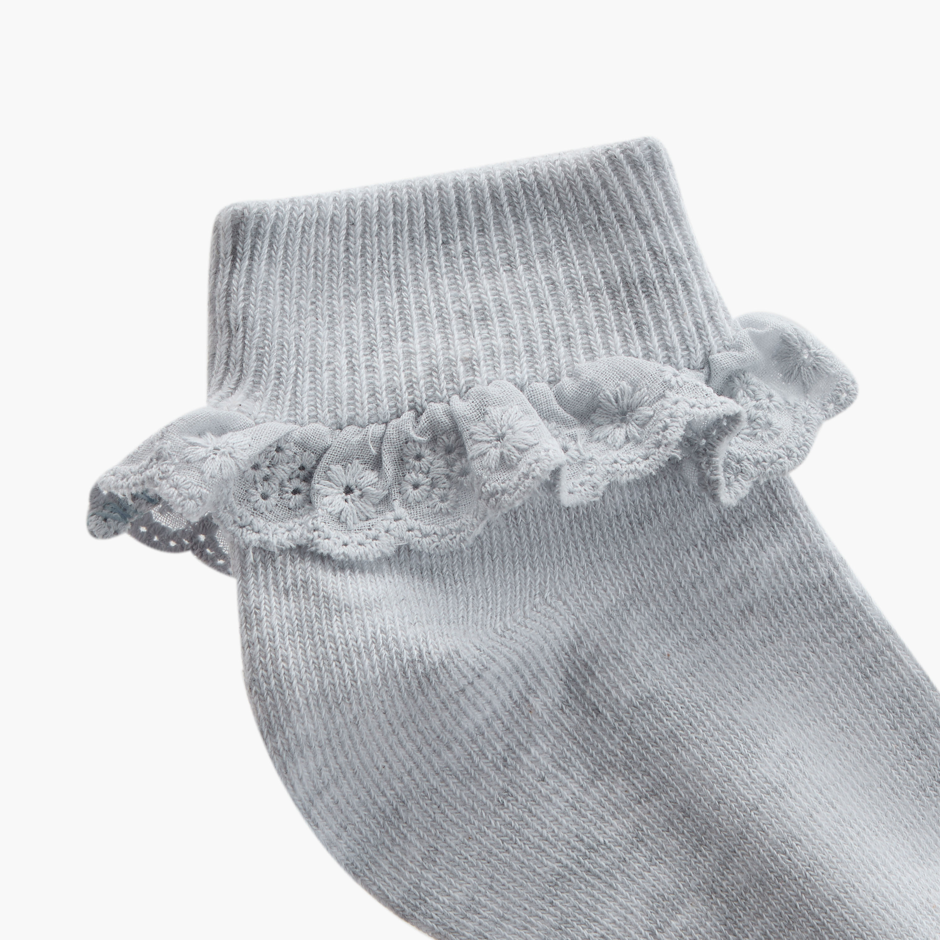 Juniors Lace Trim Ankle Length Socks - Set of 3-girls-accessories-socks-image-3