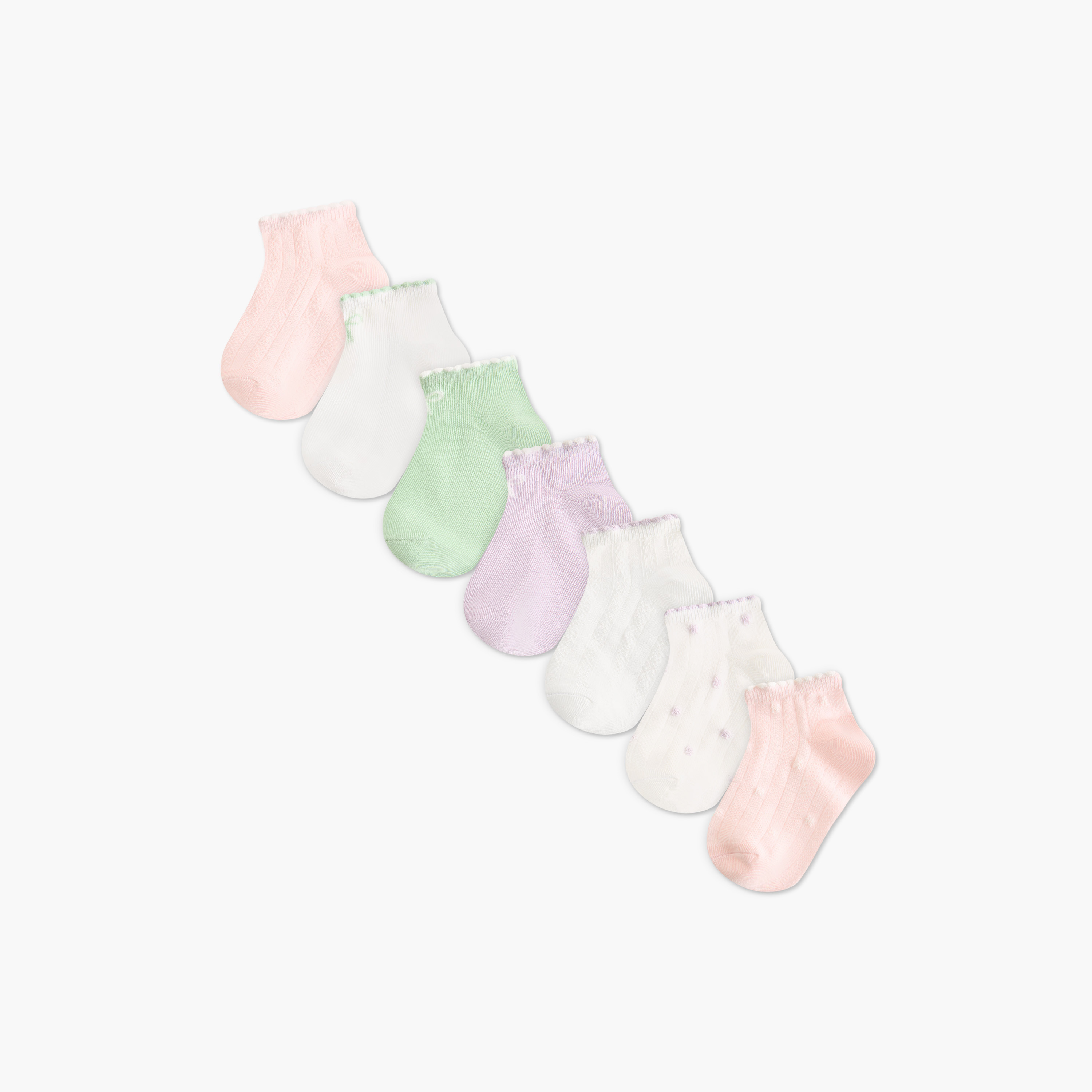 Juniors Textured Ankle Length Socks - Set of 7-baby-girls-accessories-socks-image-1