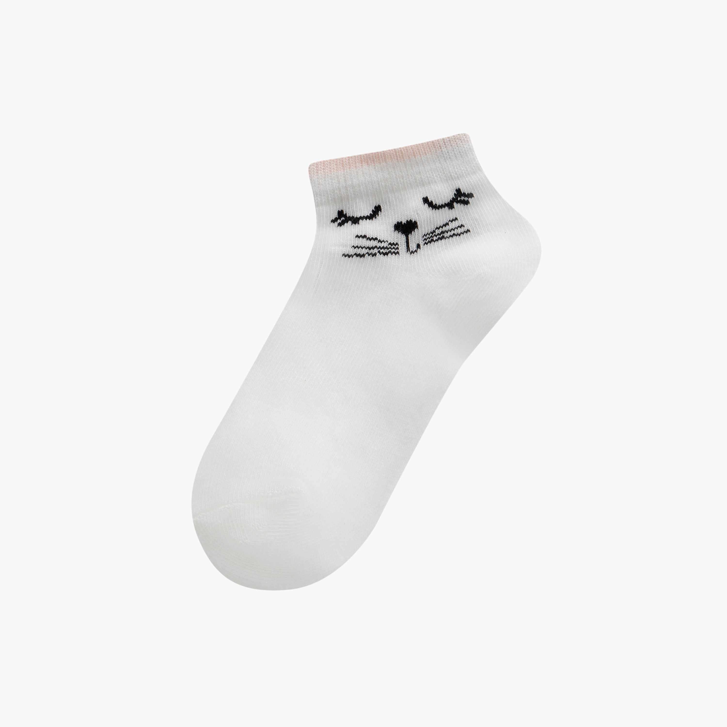 Juniors Cat Print Ankle Length Socks - Set of 7-baby-girls-accessories-socks-image-2