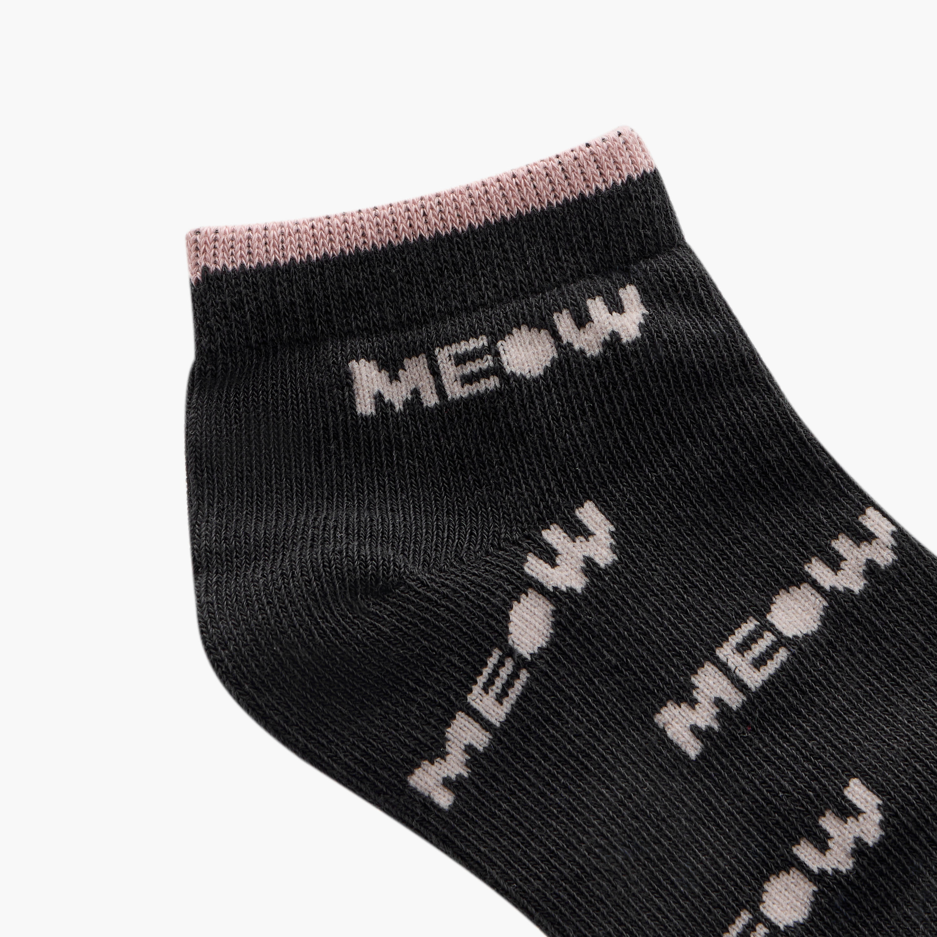 Juniors Cat Print Ankle Length Socks - Set of 7-baby-girls-accessories-socks-image-3